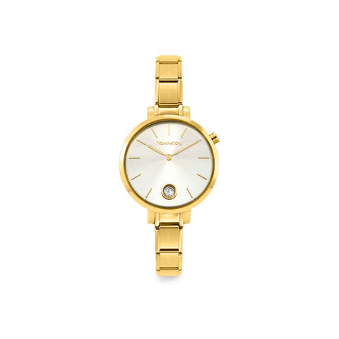 Paris watch with round steel strap with gold zirconia silver. Personalized watch with Composable® links. Make it your own.