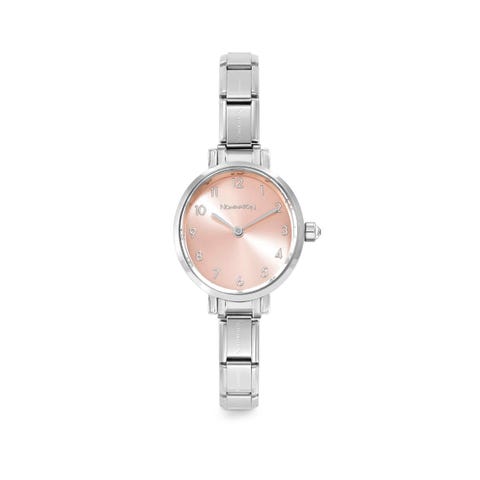 Paris watch with steel strap oval with cubic zirconia pink. Personalized watch with Composable® links. Make it your own.