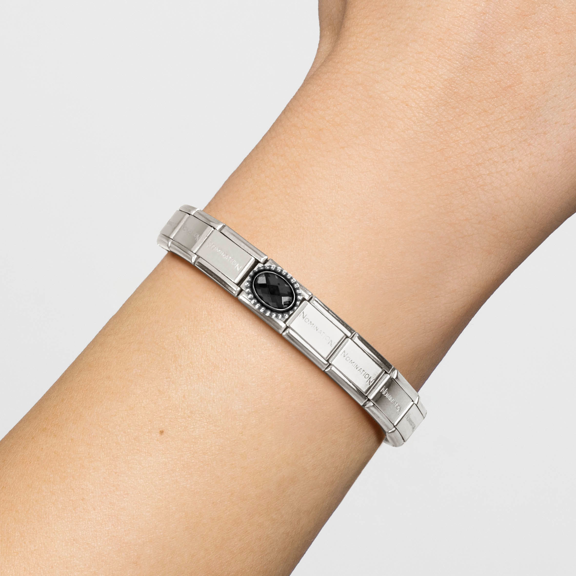 Composable® Link, Charm, Black Cubic Zirconia, Vintage Effect in hypoallergenic stainless steel, sterling silver .925 and cubic zirconia | Nomination Italy