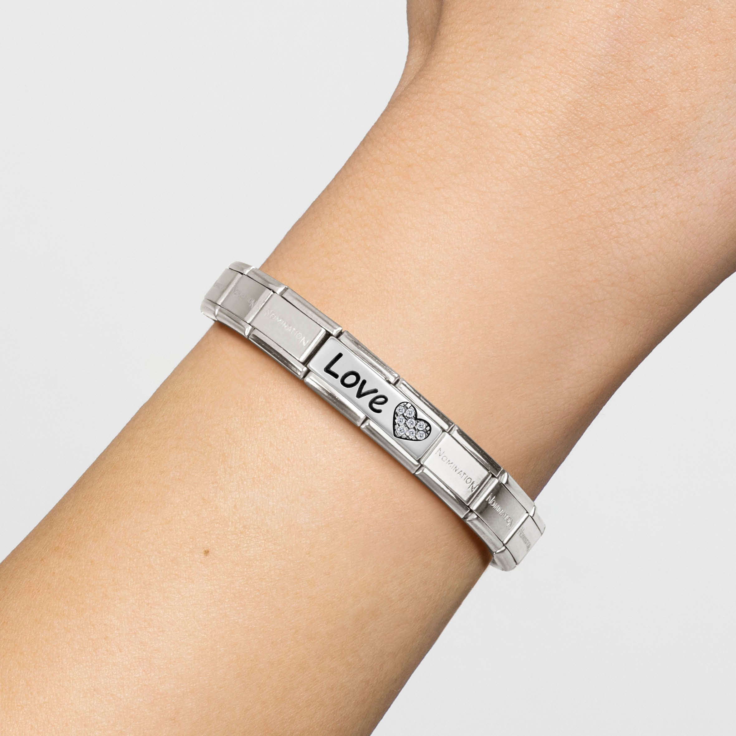 Composable® Double Link, Charm,, Love and Heart in hypoallergenic stainless steel and sterling silver .925 | Nomination Italy