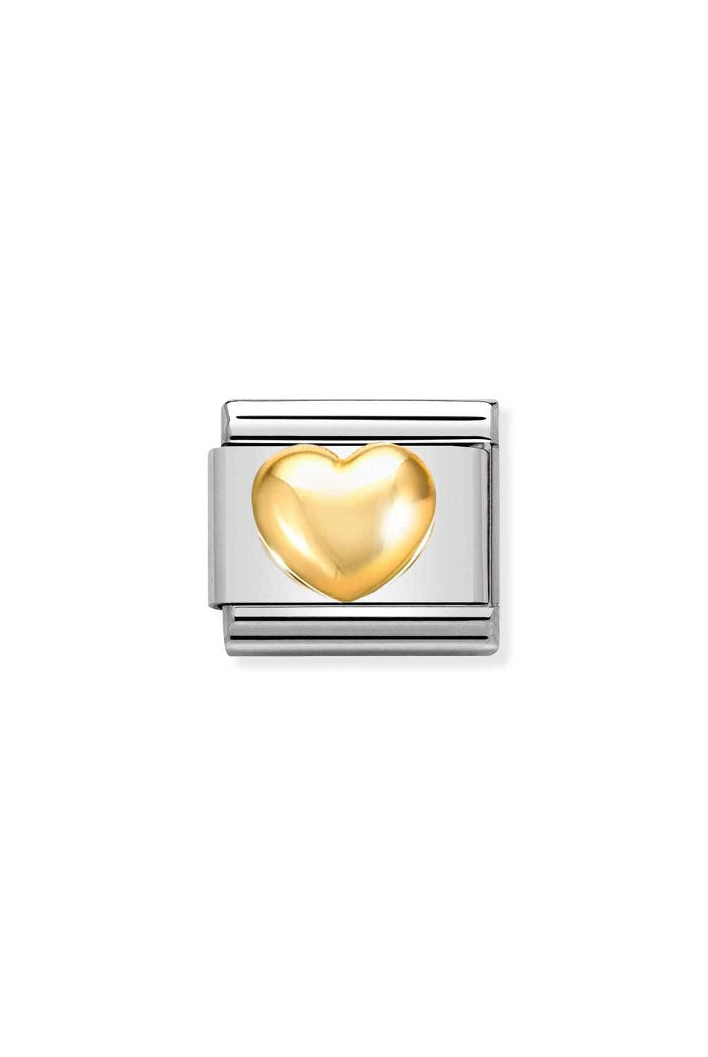 Composable® Link, Charm, Raised Heart in hypoallergenic stainless steel and gold 18 kt | Nomination Italy