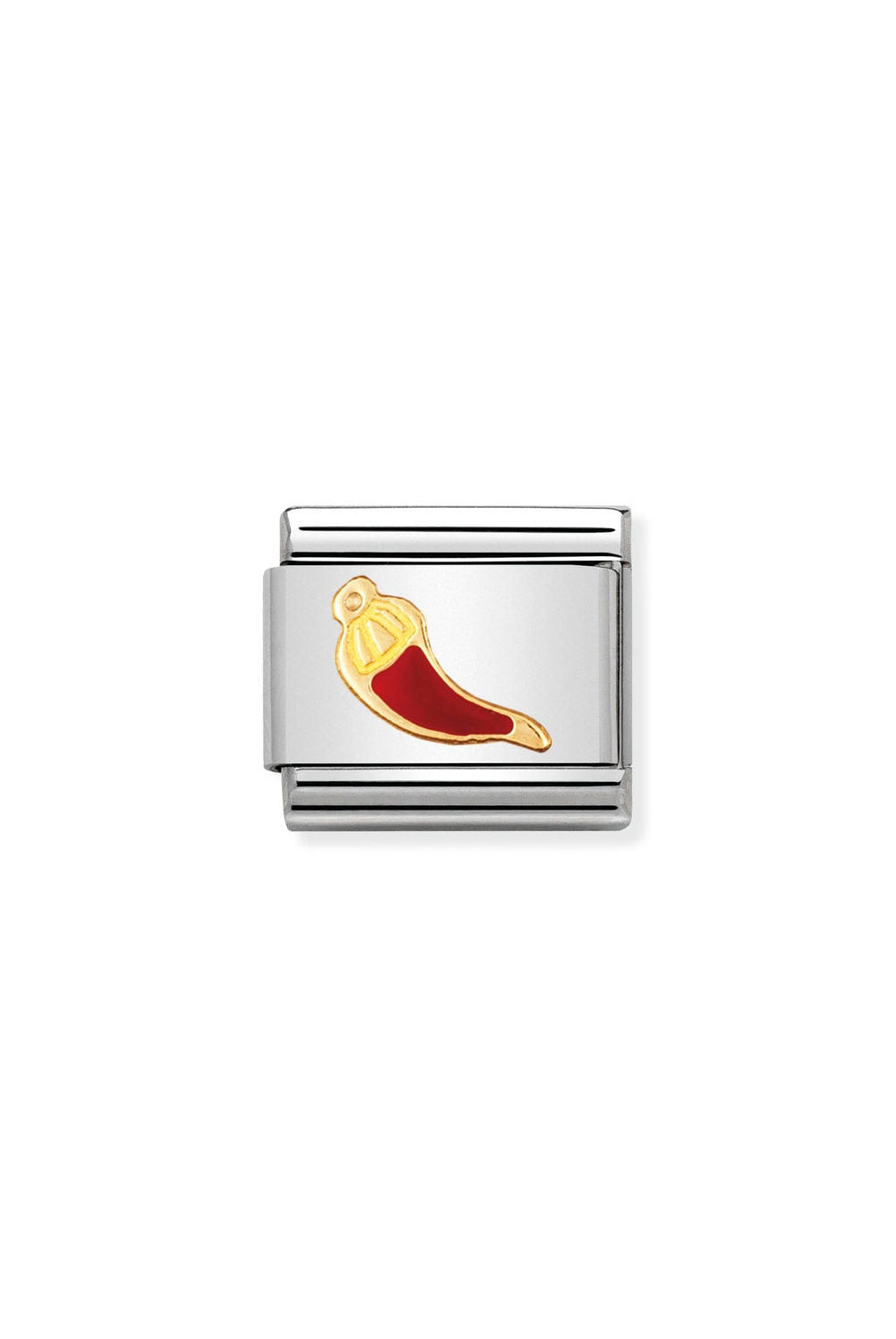 Composable® Link, Charm, Red Lucky Horn In Enamel in hypoallergenic stainless steel, gold 18 kt and enamel | Nomination Italy