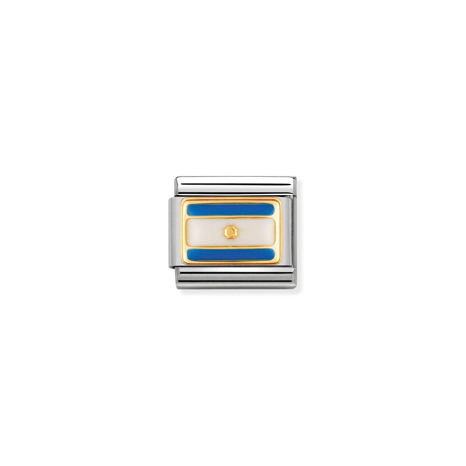 Composable® Link, Charm, Argentina Flag in hypoallergenic stainless steel, gold 18 kt and enamel | Nomination Italy