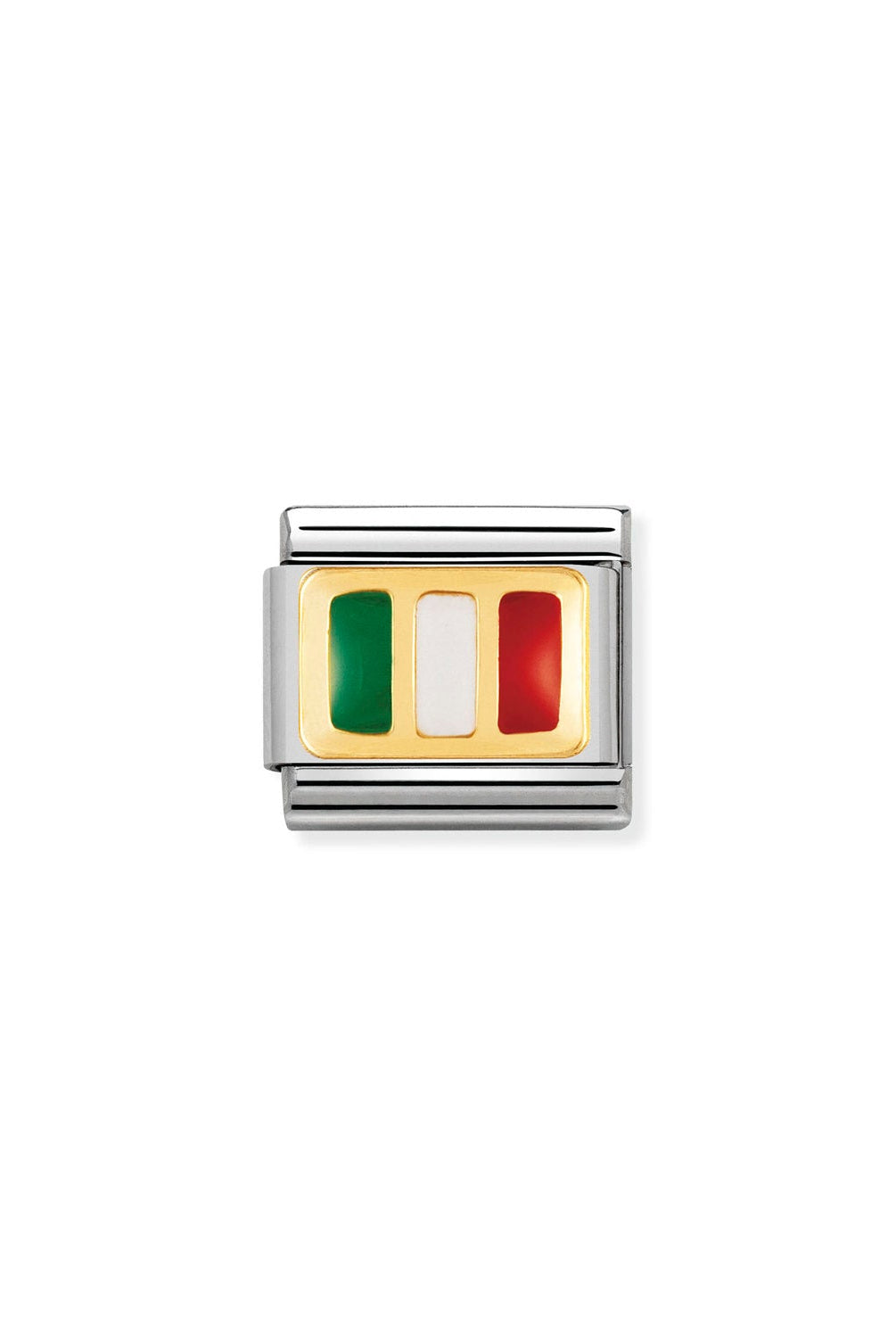Composable® Link, Charm, Italy Flag in hypoallergenic stainless steel, gold 18 kt and enamel | Nomination Italy
