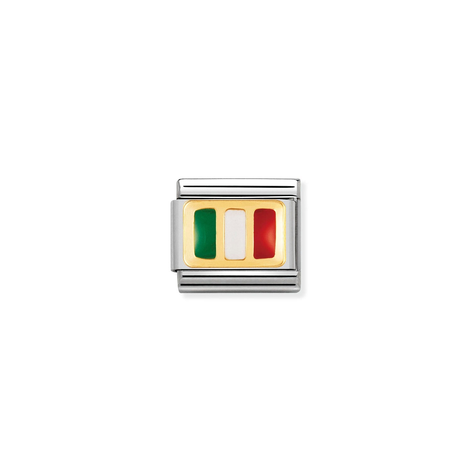 Composable® Link, Charm, Italy Flag in hypoallergenic stainless steel, gold 18 kt and enamel | Nomination Italy