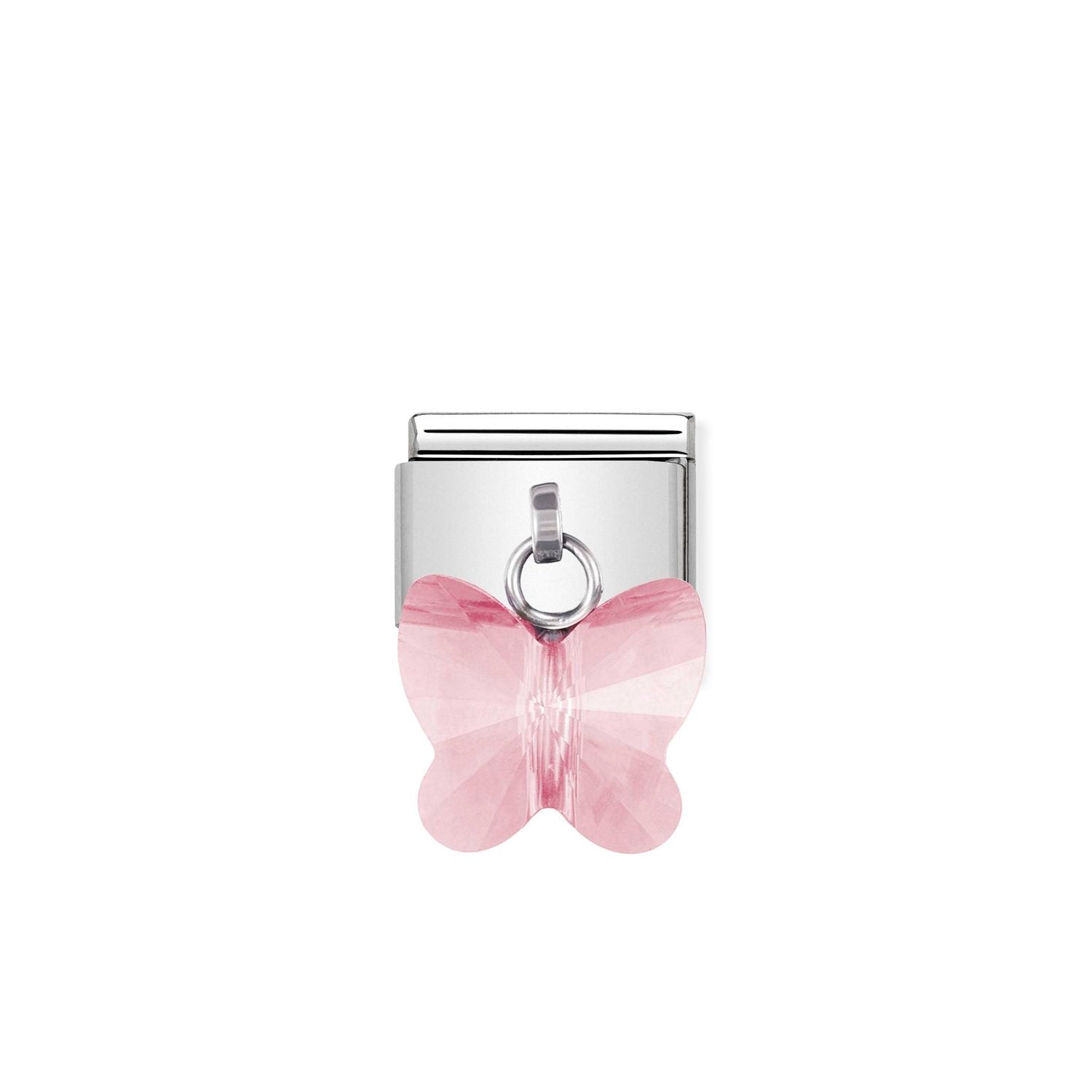 Composable® Link, Charm, with Light Pink Butterfly in hypoallergenic stainless steel and crystals | Nomination Italy