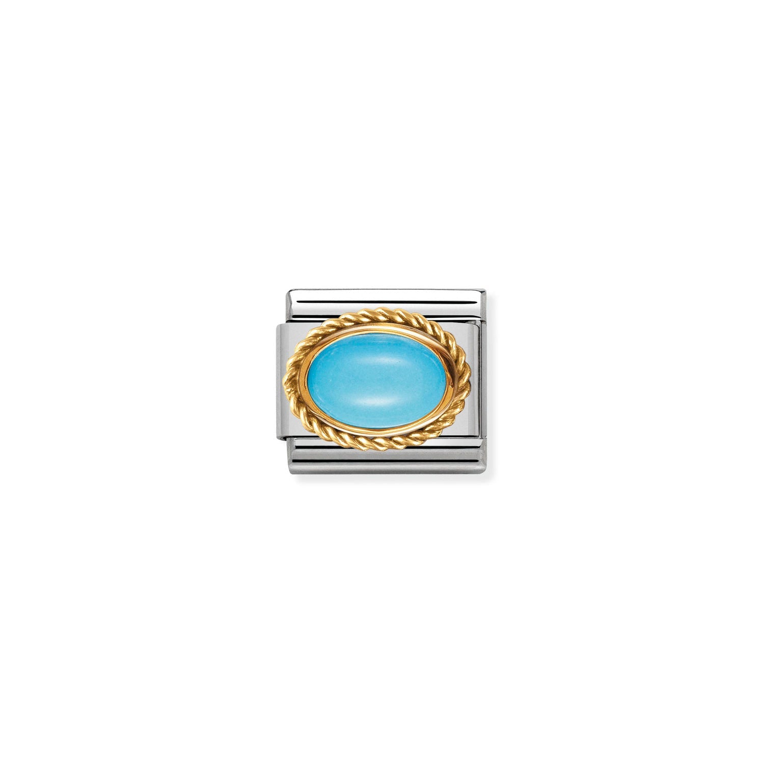 Composable® Link, Charm, with Oval Turquoise in hypoallergenic stainless steel, gold 18 kt and natural stones | Nomination Italy