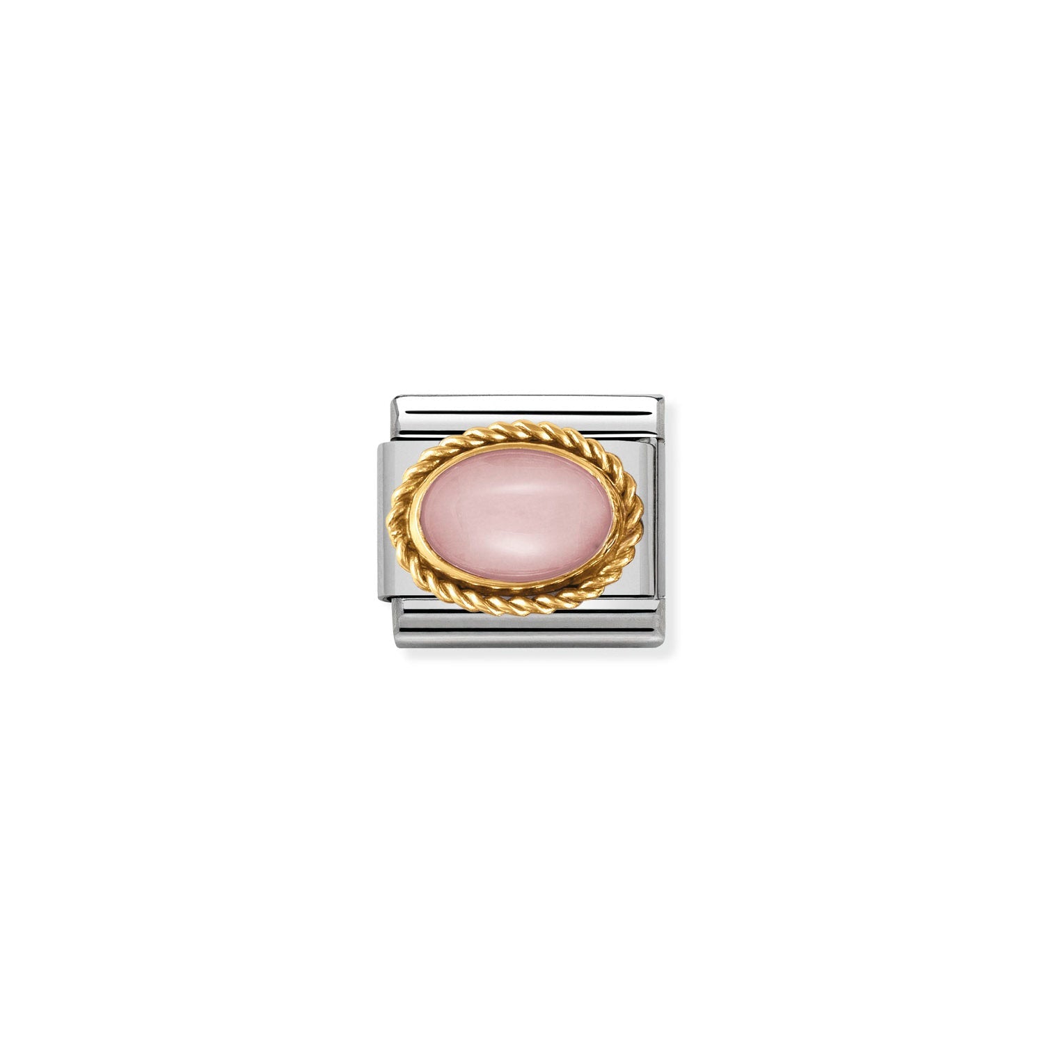 Composable® Link, Charm, with Pink Opaline in hypoallergenic stainless steel, gold 18 kt and natural stones | Nomination Italy