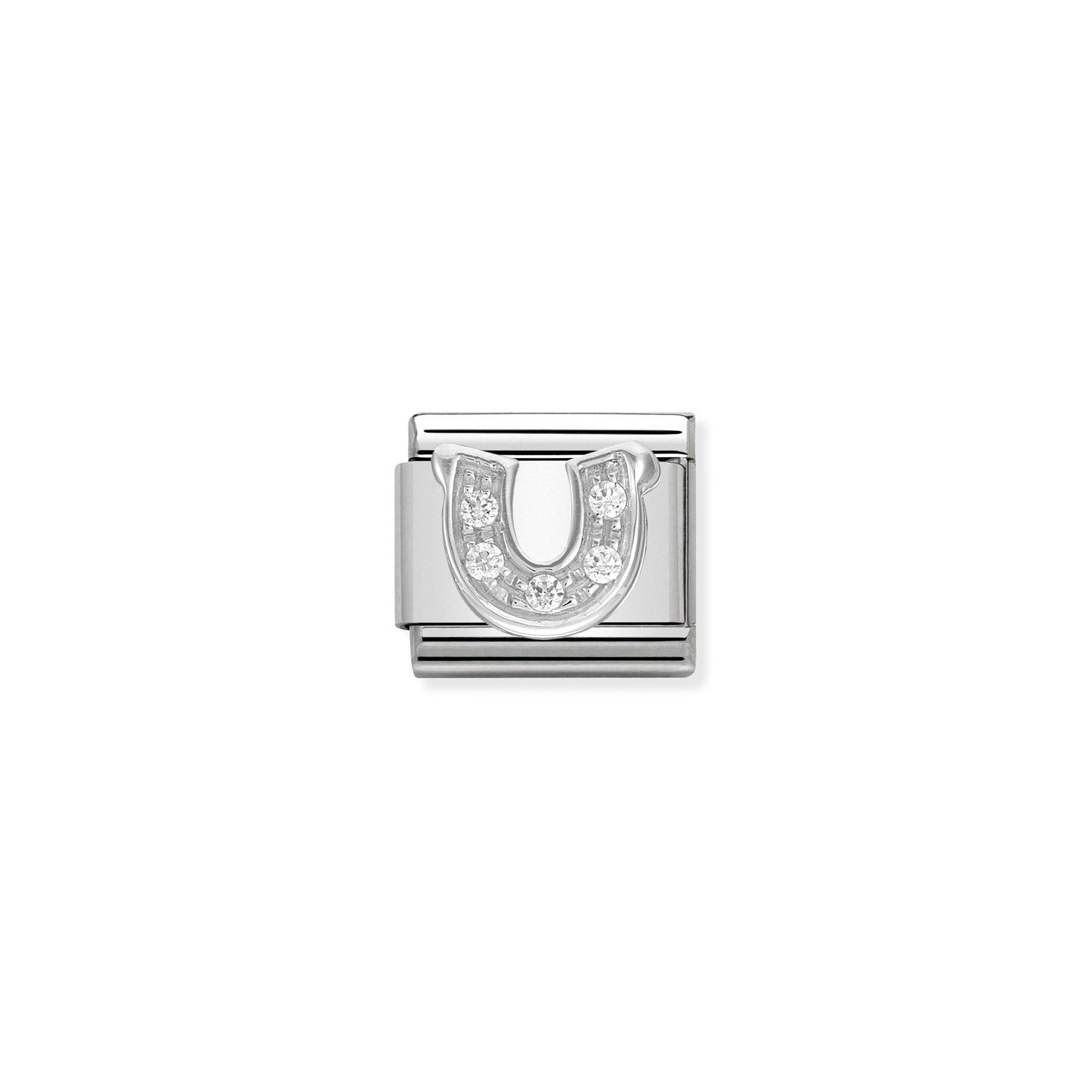 Composable® Link, Charm, Horseshoe In silver and Stones in hypoallergenic stainless steel, sterling silver .925 and cubic zirconia | Nomination Italy