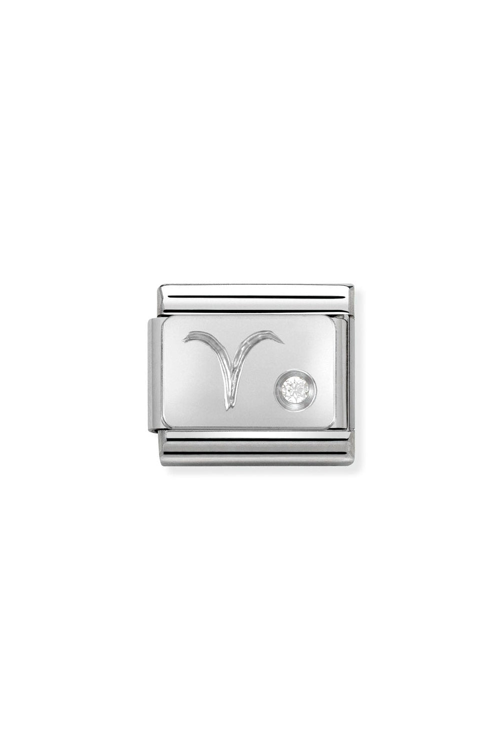 Composable® Link, Charm, In Aries silver and White Stone in hypoallergenic stainless steel, sterling silver .925 and cubic zirconia | Nomination Italy
