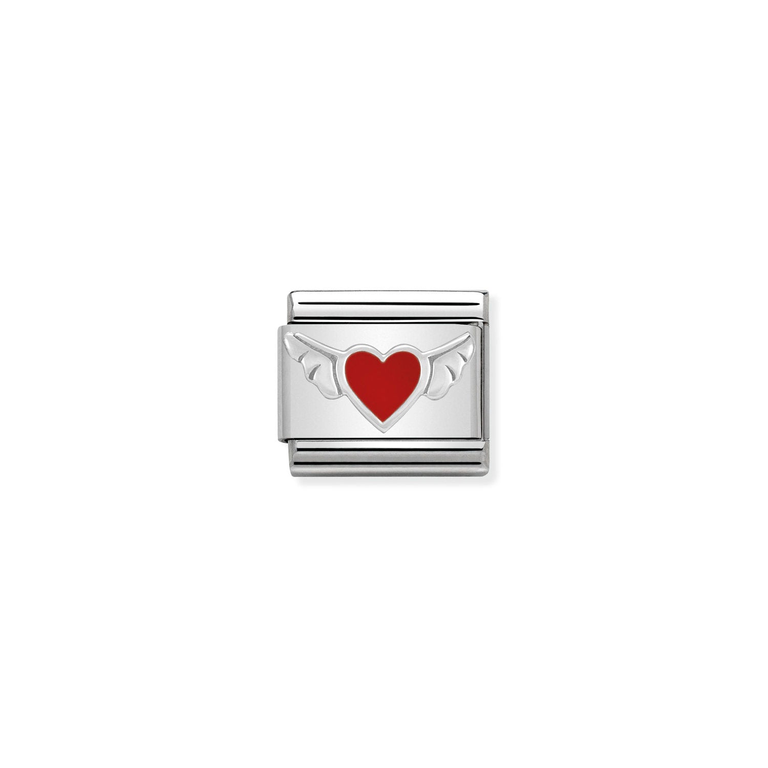 Composable® Link, Charm, Heart with Wings In Enamel in hypoallergenic stainless steel, sterling silver .925 and enamel | Nomination Italy