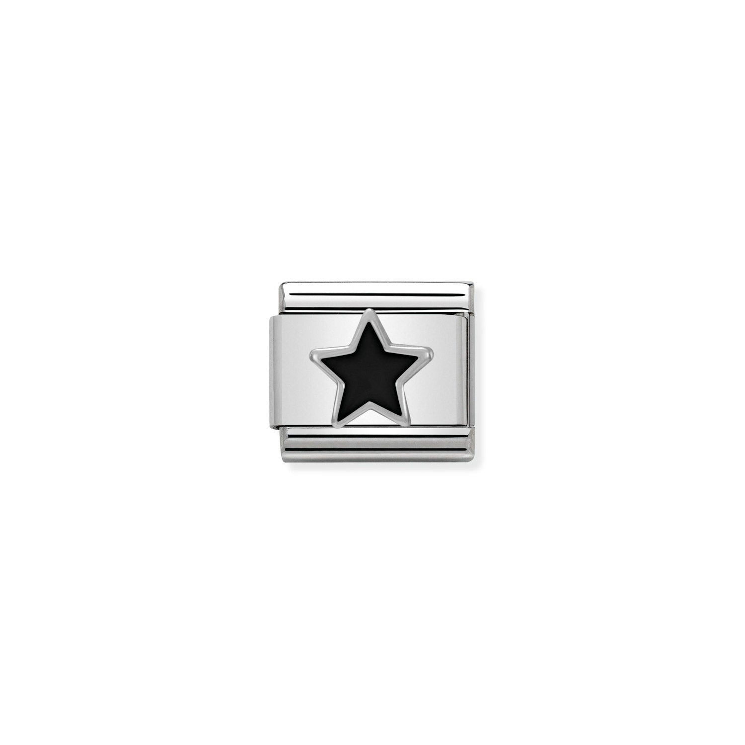 Composable® Link, Charm, Black Star In silver and Enamel in hypoallergenic stainless steel, sterling silver .925 and enamel | Nomination Italy