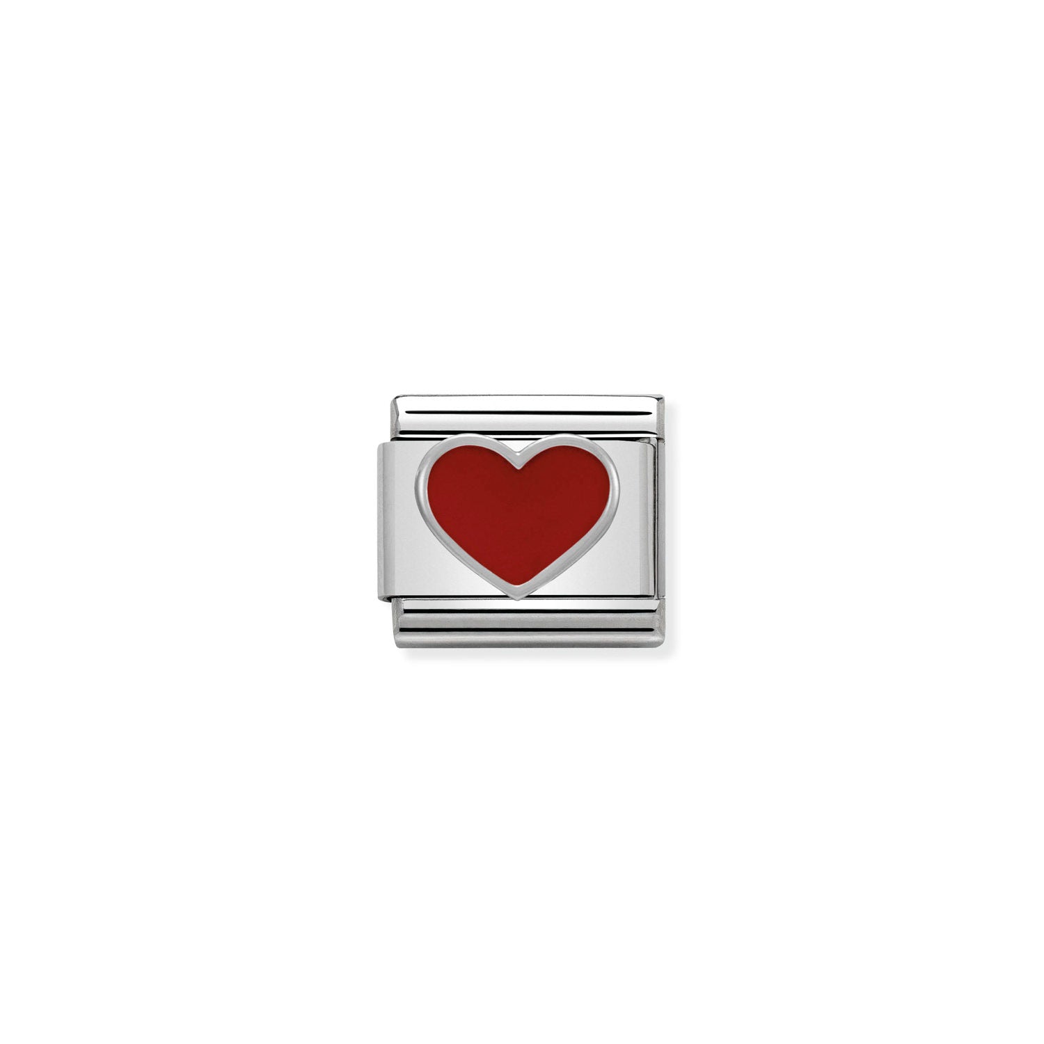 Composable® Link, Charm, Red Heart In silver and Enamel in hypoallergenic stainless steel, sterling silver .925 and enamel | Nomination Italy