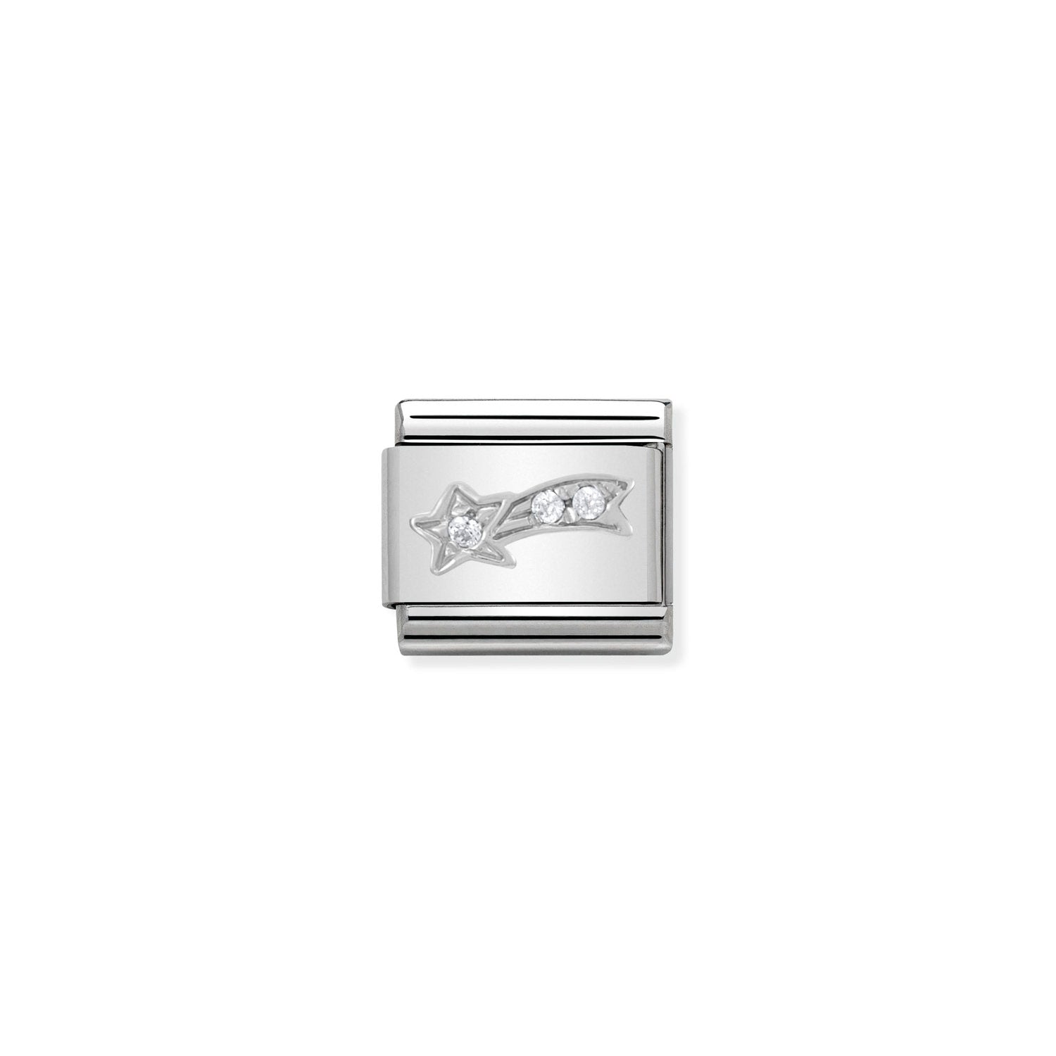 Composable® Link, Charm, White Comet In silver and Zirconia in hypoallergenic stainless steel, sterling silver .925 enamel and cubic zirconia | Nomination Italy