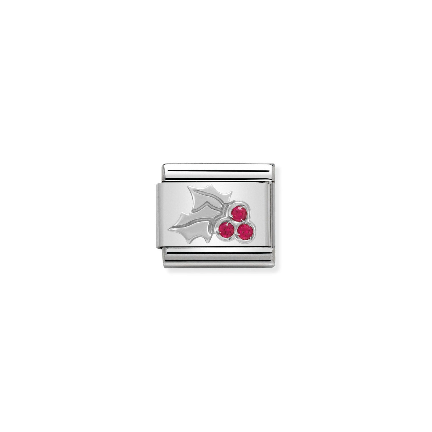 Composable® Link, Charm, Red Holly In silver and Stones in hypoallergenic stainless steel, sterling silver .925 enamel and cubic zirconia | Nomination Italy