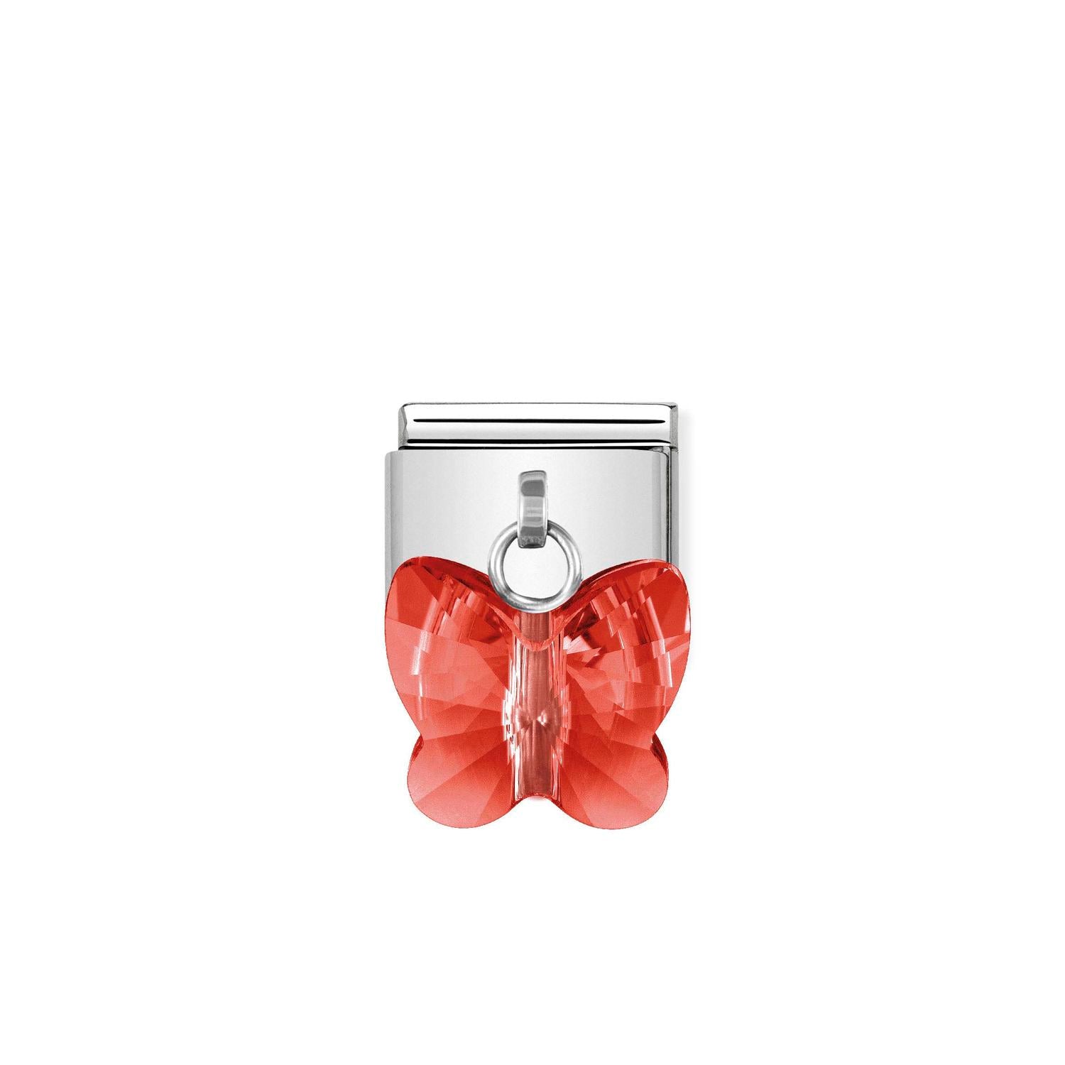 Composable® Link, Charm, with Red Butterfly in hypoallergenic stainless steel and crystals | Nomination Italy
