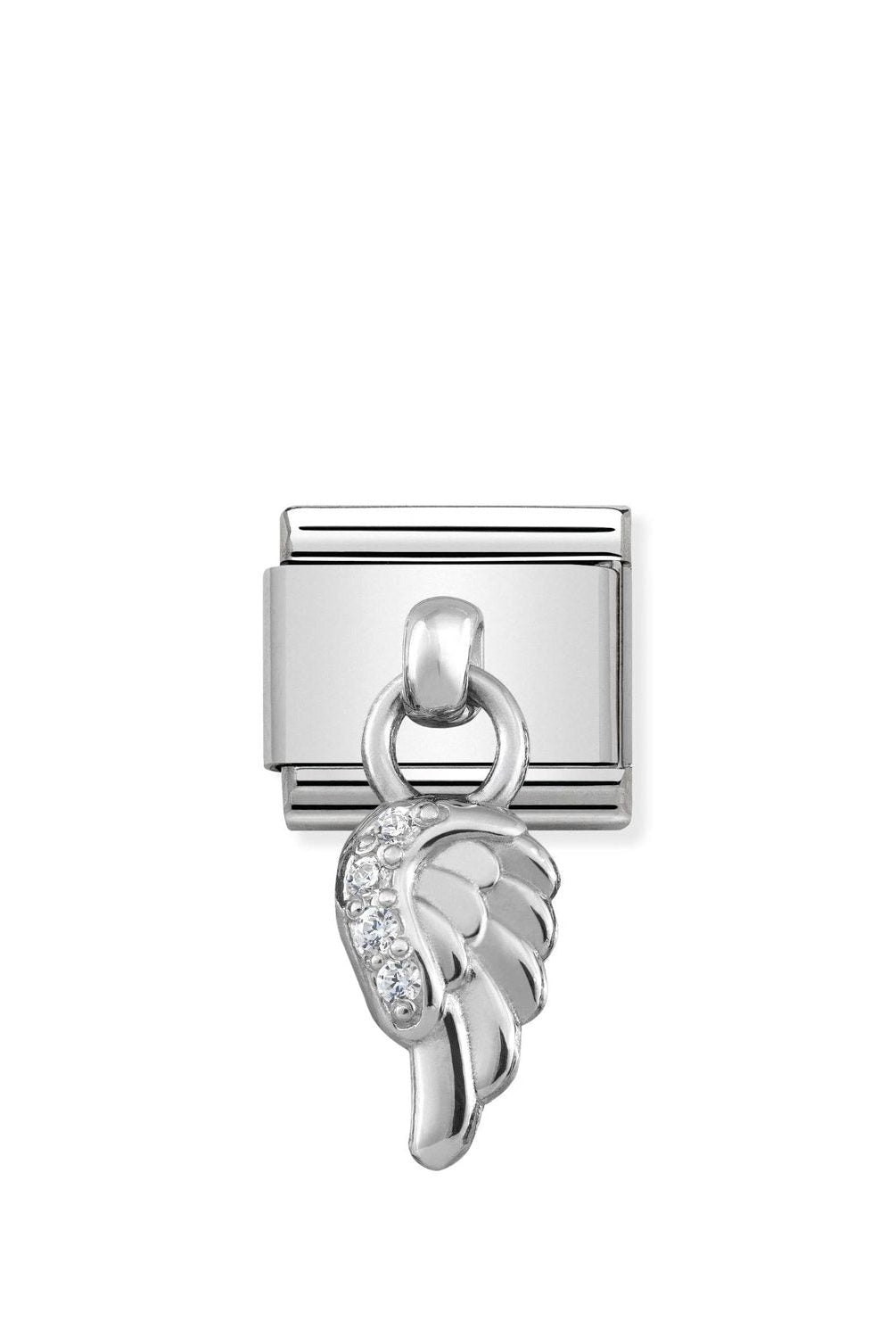 Composable® Link, Charm, silver Pendant Wing in hypoallergenic stainless steel, sterling silver .925 and cubic zirconia | Nomination Italy