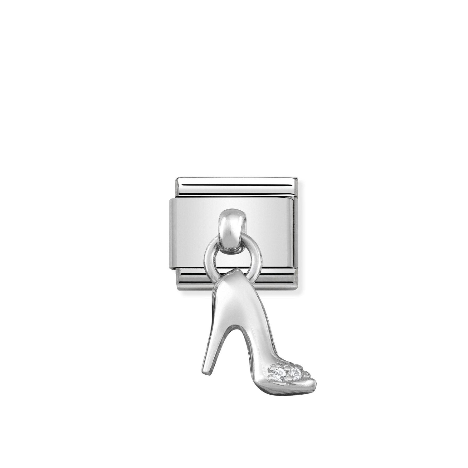 Composable® Link, Charm, silver Pendant Shoe in hypoallergenic stainless steel, sterling silver .925 and cubic zirconia | Nomination Italy