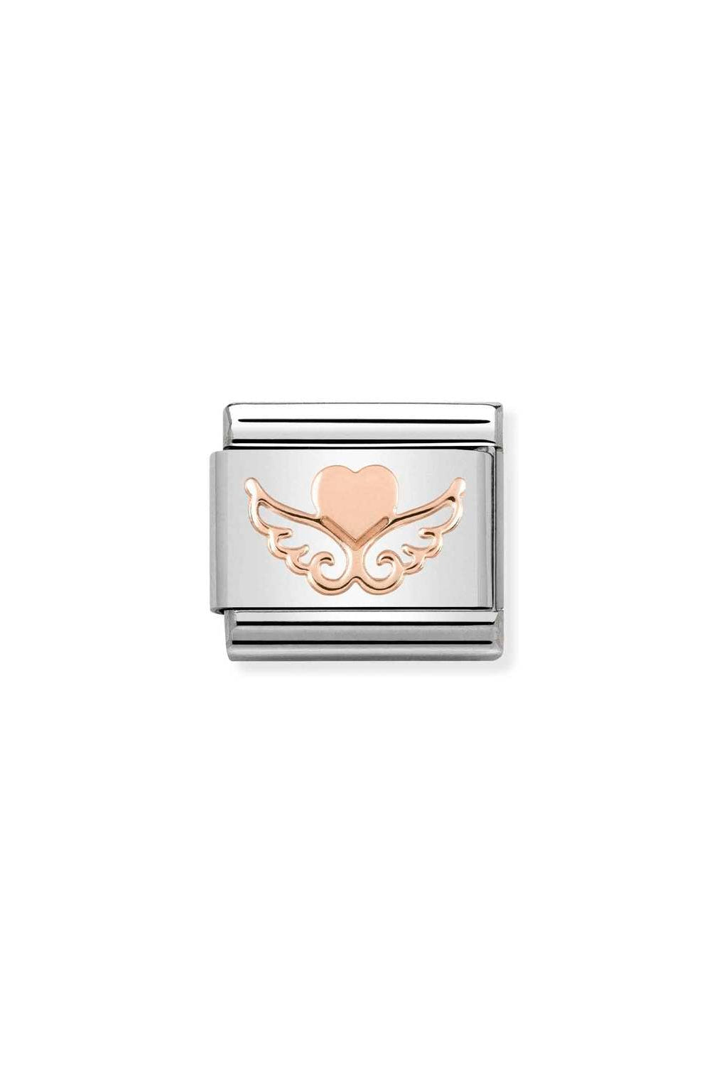 Classic Composable® Link, Link rose gold Heart with Wings in hypoallergenic stainless steel and rose gold 9kt | Nomination Italy
