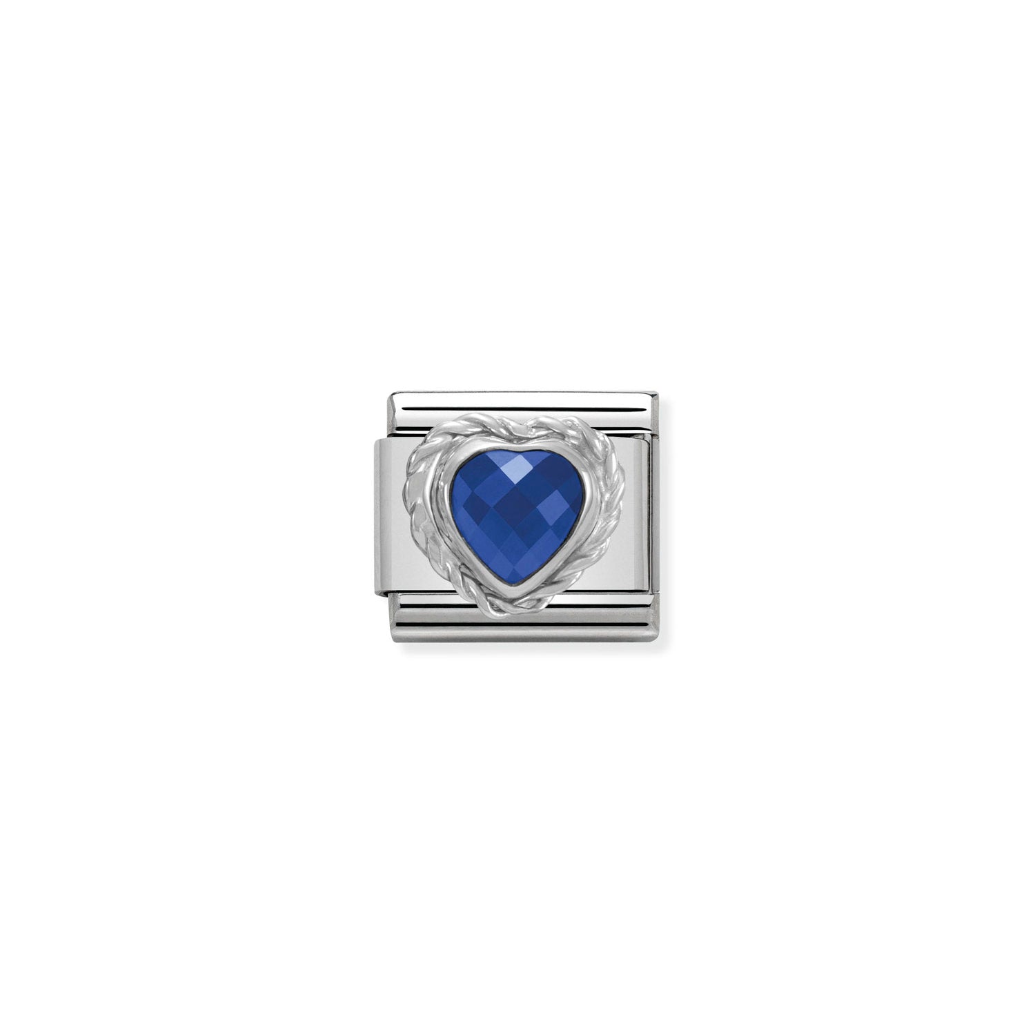 Composable® Link, Charm, Blue Heart silver in hypoallergenic stainless steel, sterling silver .925 and cubic zirconia | Nomination Italy