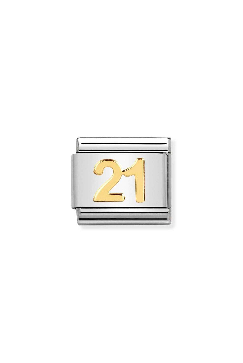 Composable® Link, Charm, gold Number 21 in hypoallergenic stainless steel and gold 18 kt | Nomination Italy
