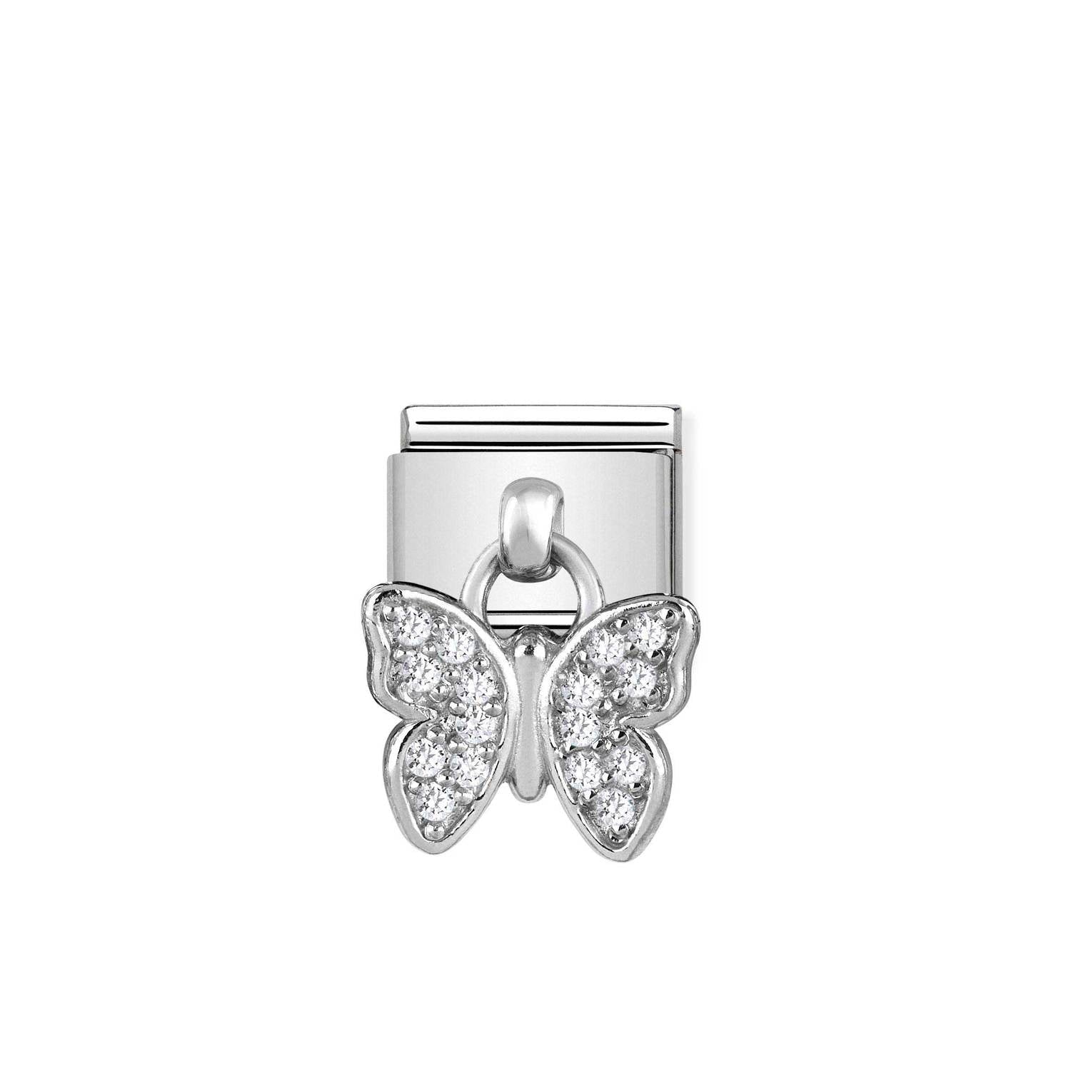 Composable® Link, Charm, Butterfly Pendant in hypoallergenic stainless steel, sterling silver .925 and cubic zirconia | Nomination Italy