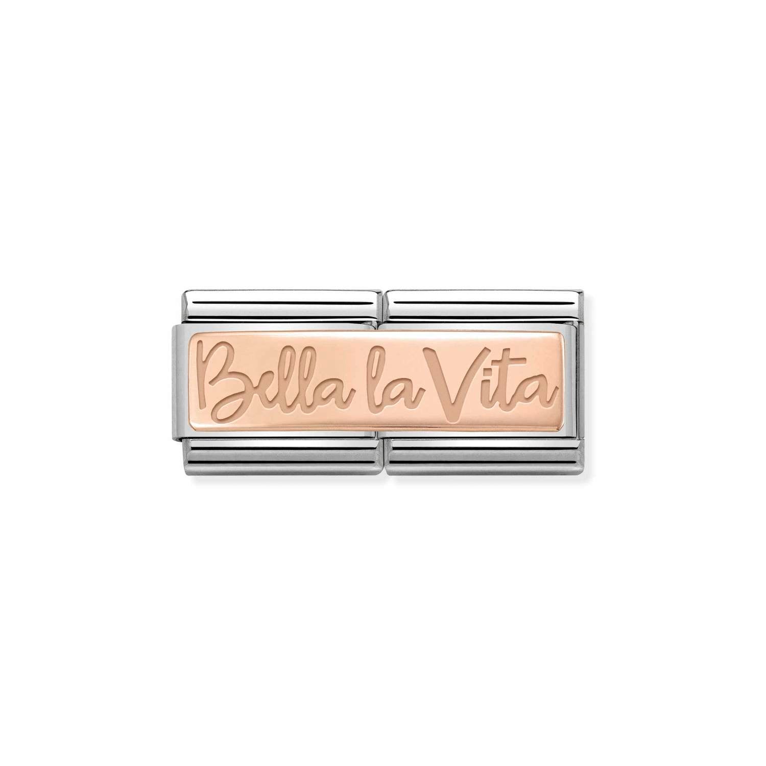 Composable® Double Link, Charm,, Bella La Vita In rose gold in hypoallergenic stainless steel and rose gold 9kt | Nomination Italy