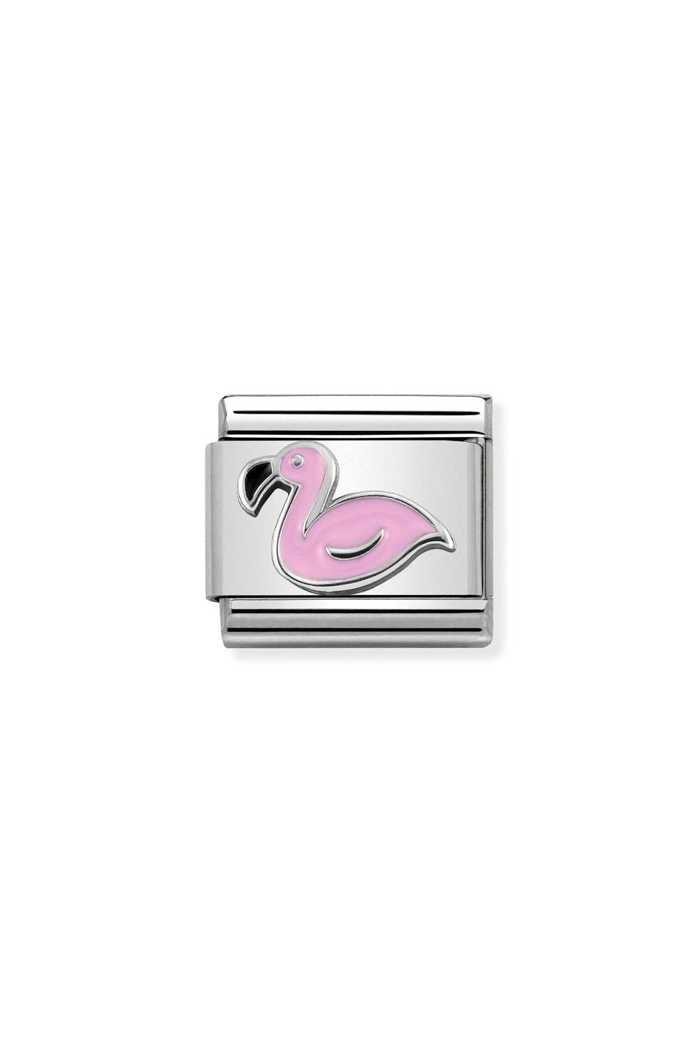 Classic Composable® Link, Pink Flamingo Link in hypoallergenic stainless steel, sterling silver .925 and enamel | Nomination Italy