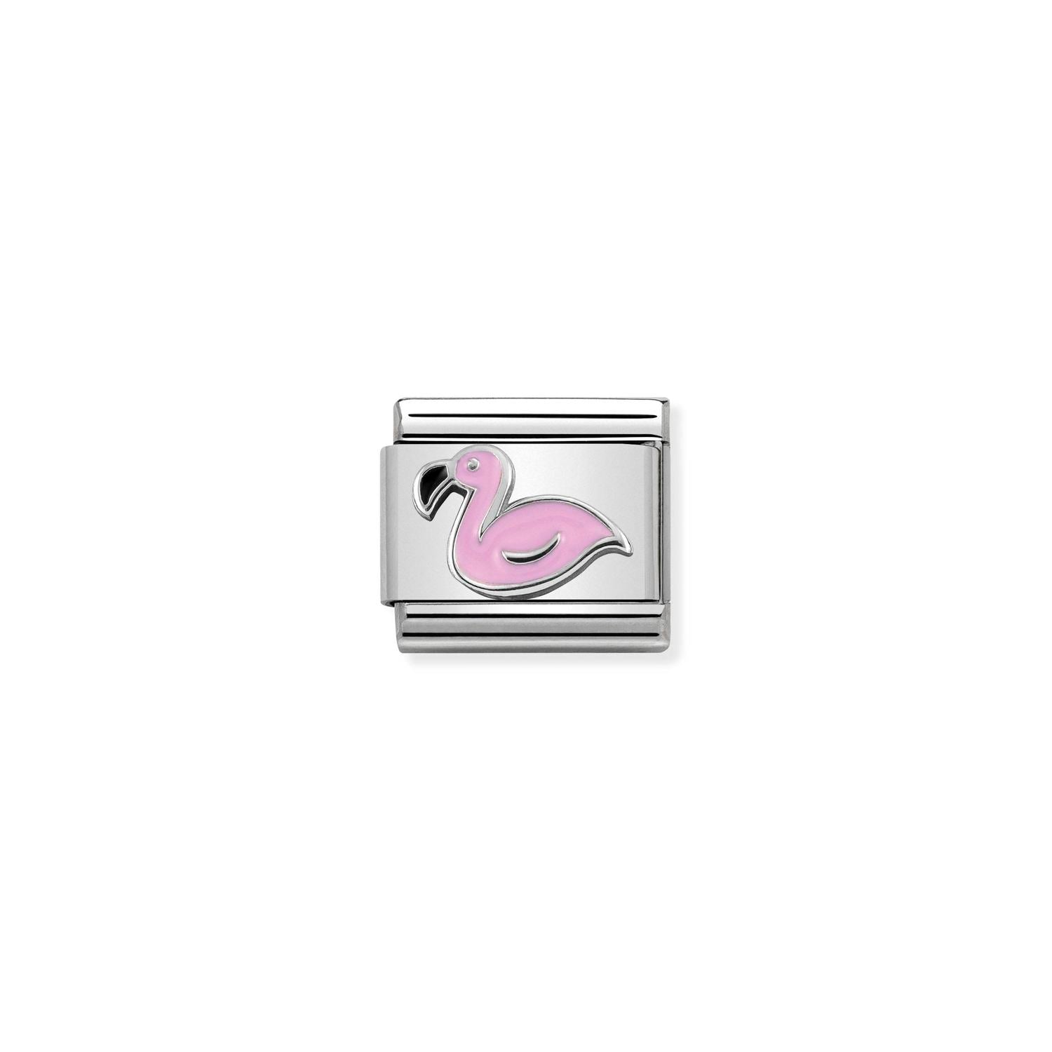 Classic Composable® Link, Pink Flamingo Link in hypoallergenic stainless steel, sterling silver .925 and enamel | Nomination Italy