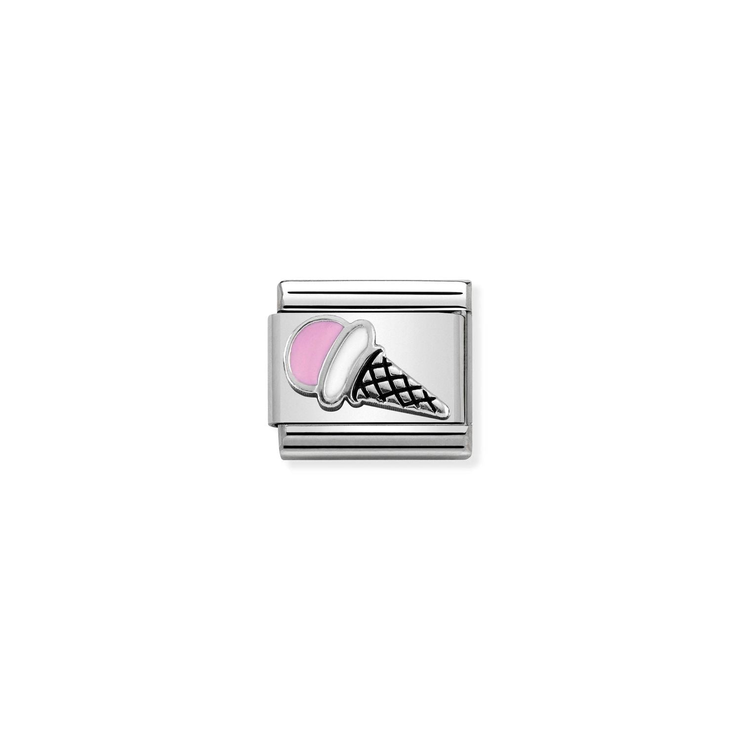 Classic Composable® Link, Pink Ice Cream Link in hypoallergenic stainless steel, sterling silver .925 and enamel | Nomination Italy