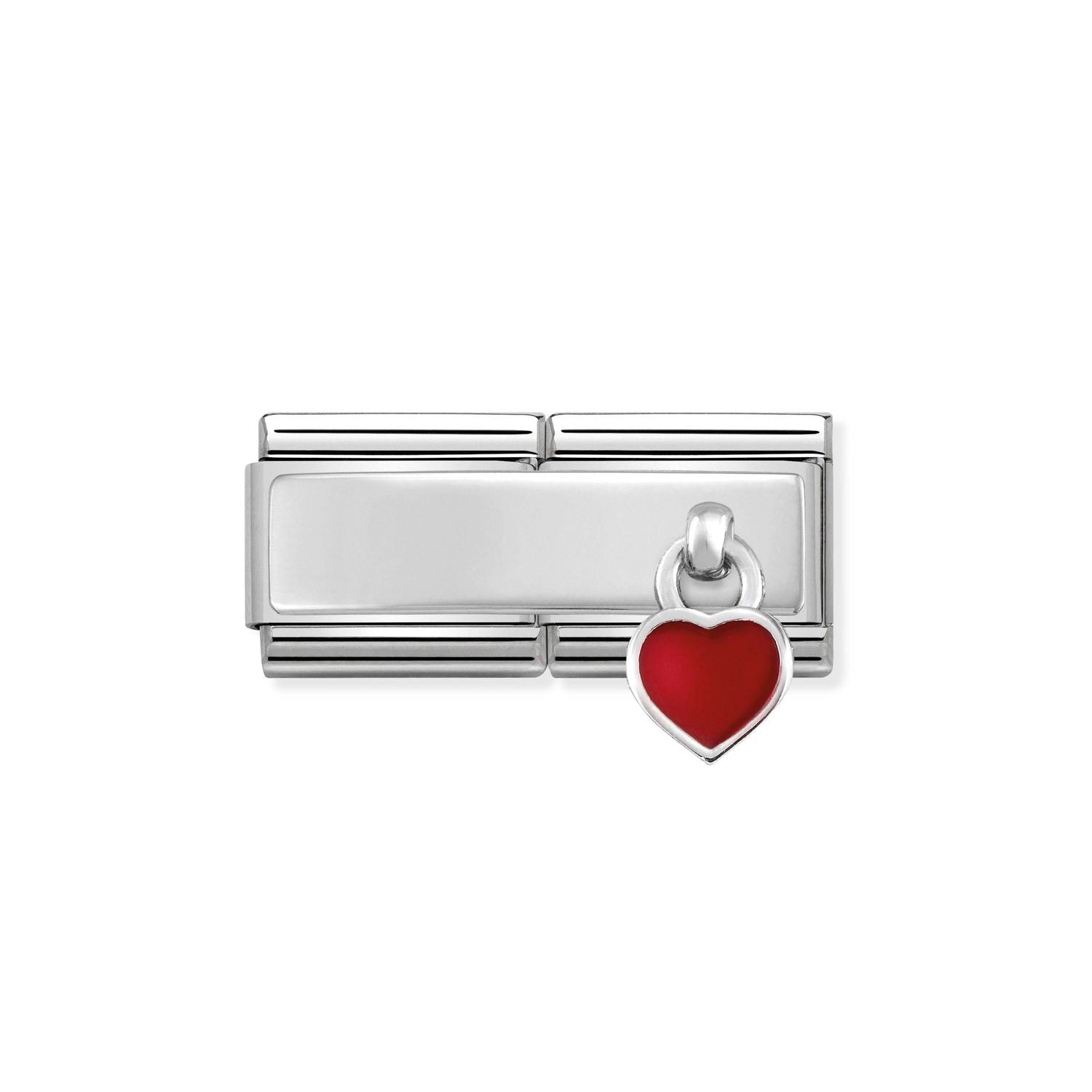 Composable® Double Link, Charm,, Red Heart in hypoallergenic stainless steel, sterling silver .925 and enamel | Nomination Italy