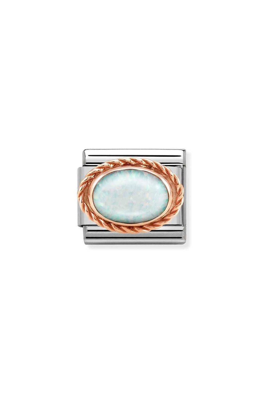 Composable® Link, Charm, In rose gold, White Opal in hypoallergenic stainless steel, rose gold 9kt and natural stones | Nomination Italy