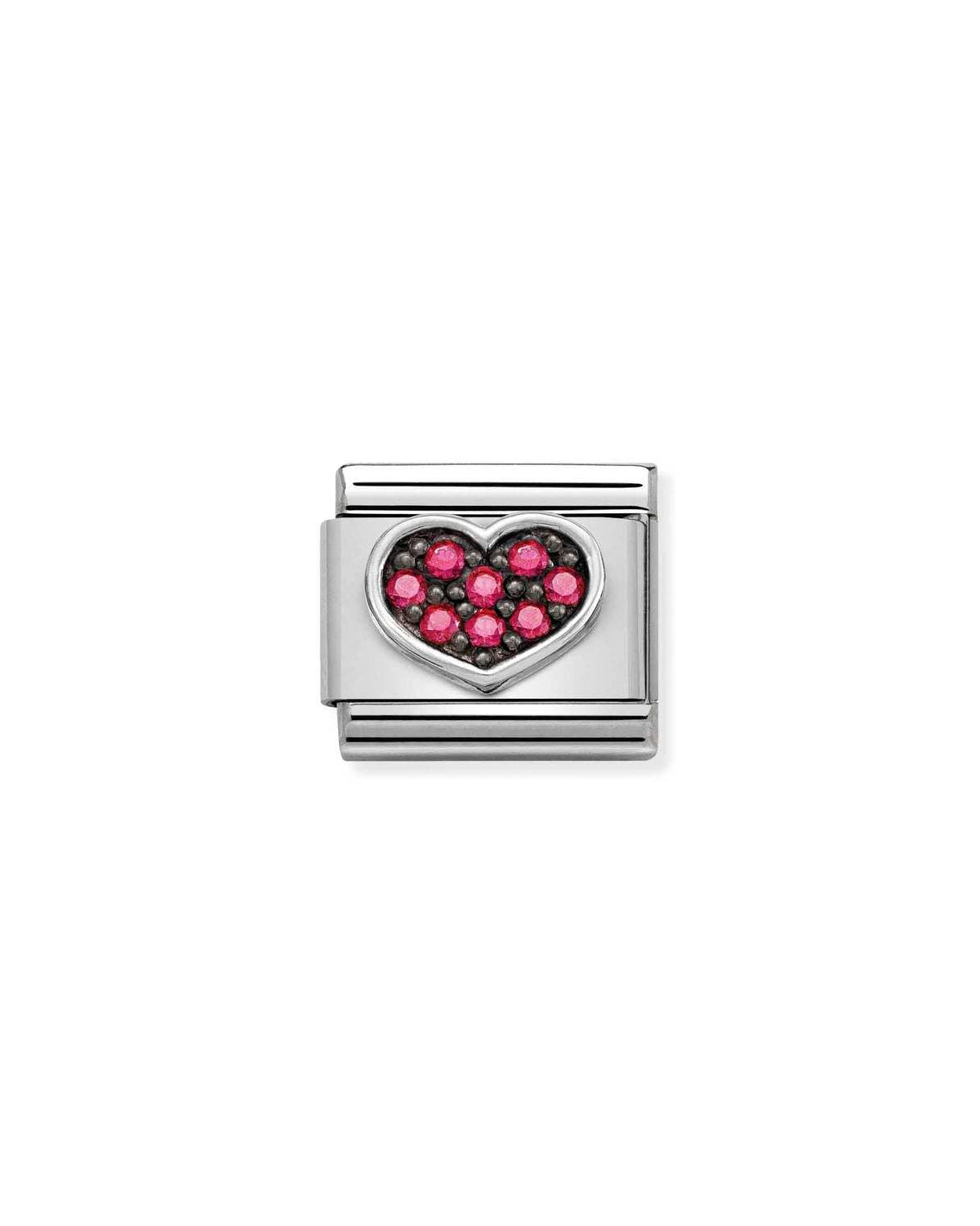 Composable® Link, Charm, Heart Fuchsia Cubic Zirconia in hypoallergenic stainless steel, sterling silver .925 and cubic zirconia | Nomination Italy
