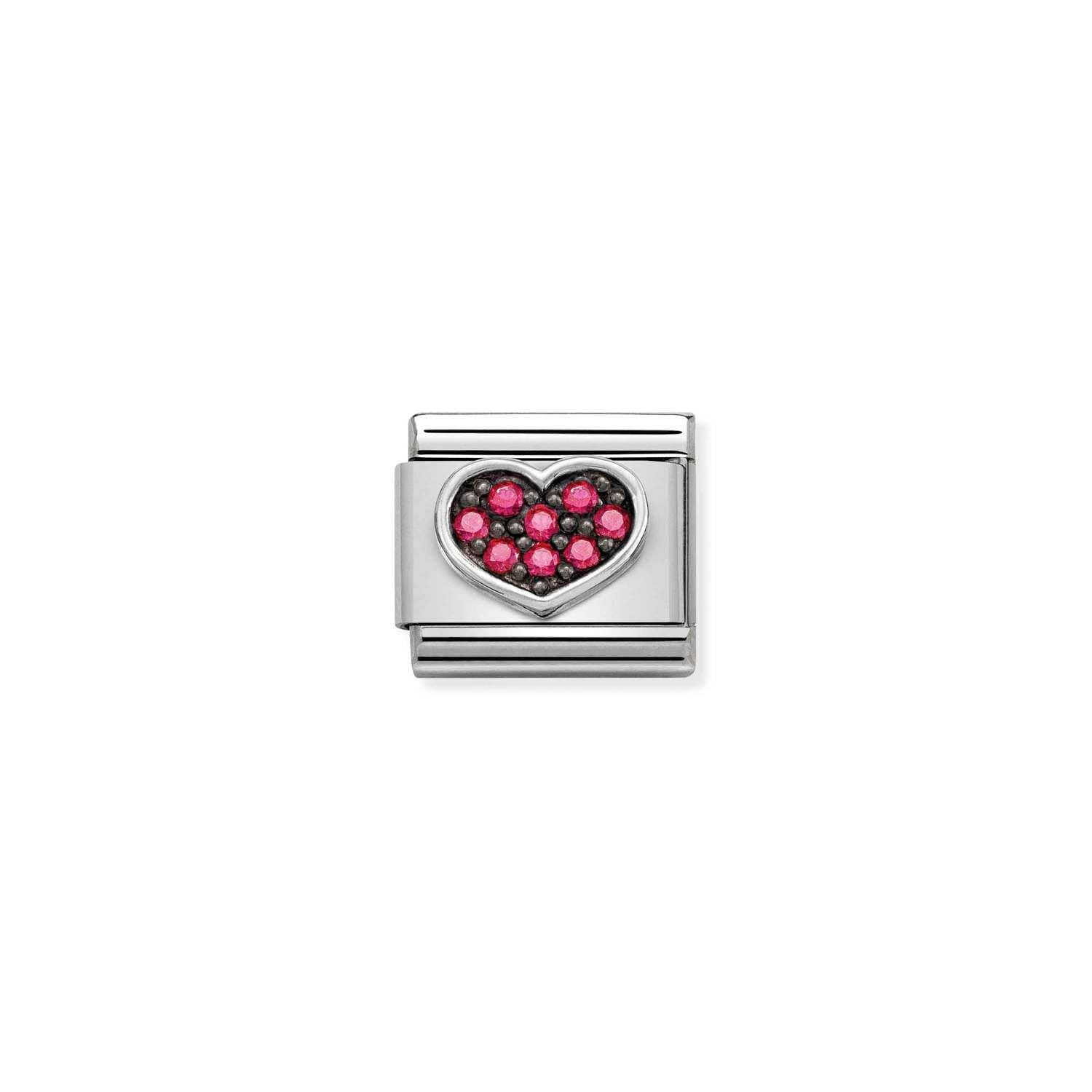 Composable® Link, Charm, Heart Fuchsia Cubic Zirconia in hypoallergenic stainless steel, sterling silver .925 and cubic zirconia | Nomination Italy
