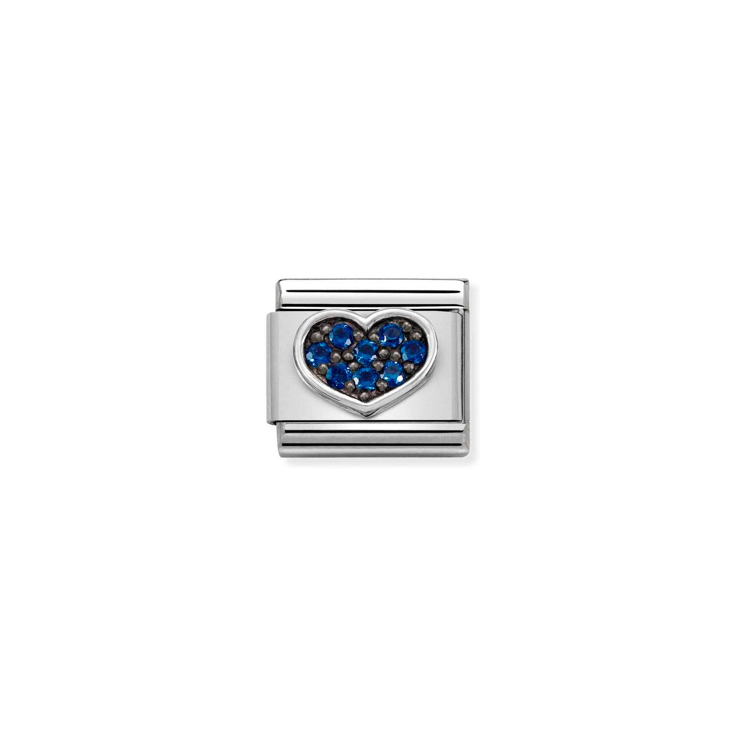 Composable® Link, Charm, Heart Blue Cubic Zirconia in hypoallergenic stainless steel, sterling silver .925 and cubic zirconia | Nomination Italy