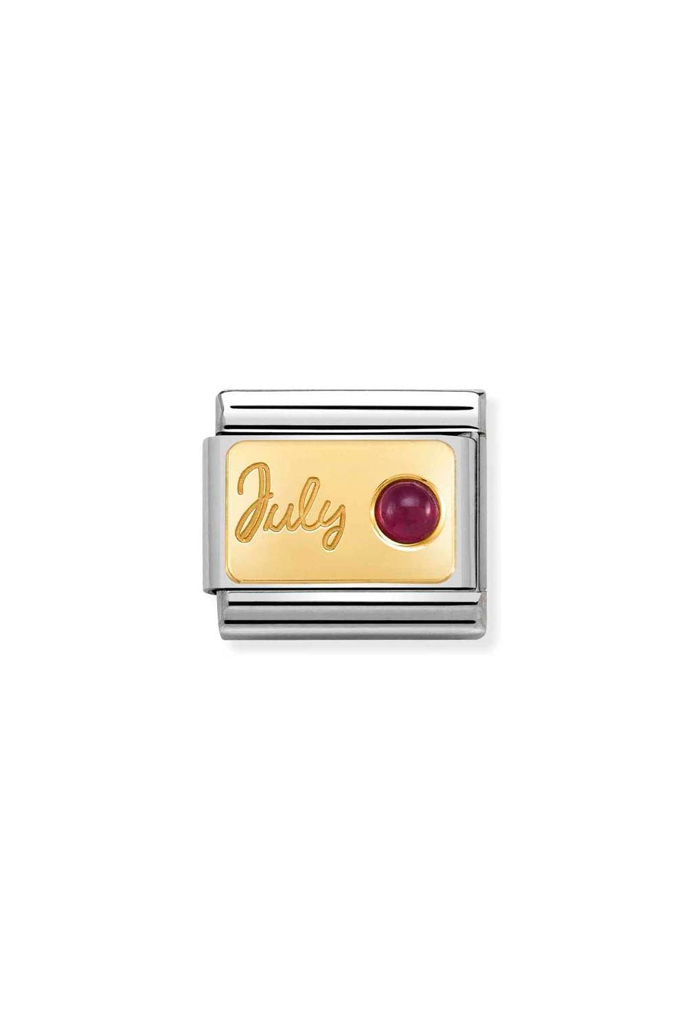 Composable® Link, Charm, July in hypoallergenic stainless steel, gold 18 kt and natural/synthetic stones | Nomination Italy