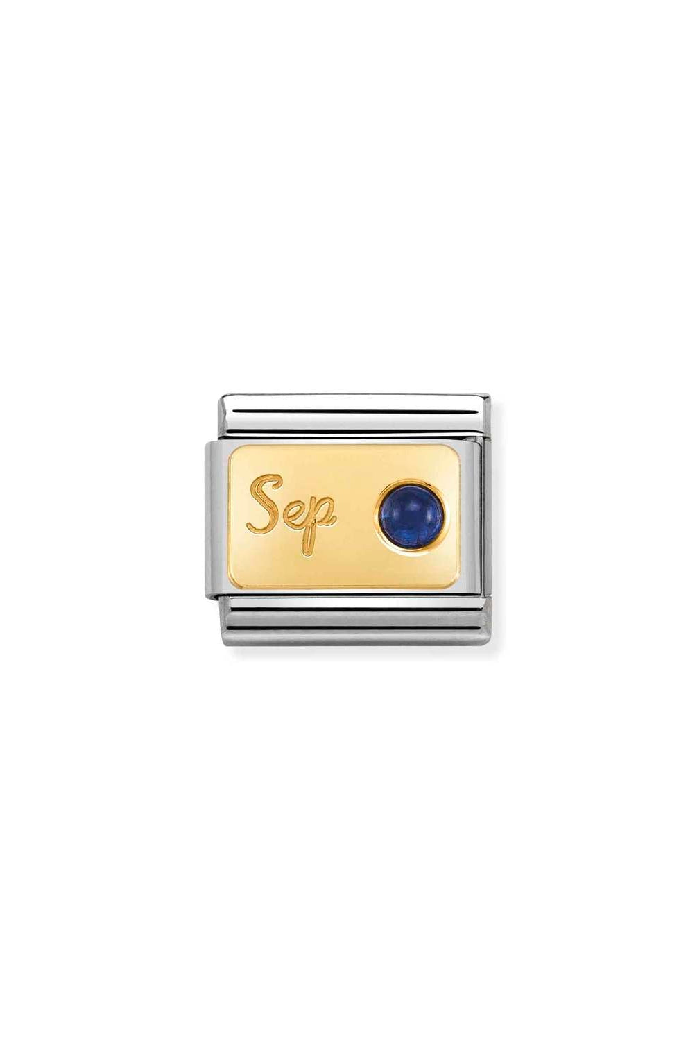Composable® Link, Charm, September in hypoallergenic stainless steel, gold 18 kt and natural/synthetic stones | Nomination Italy