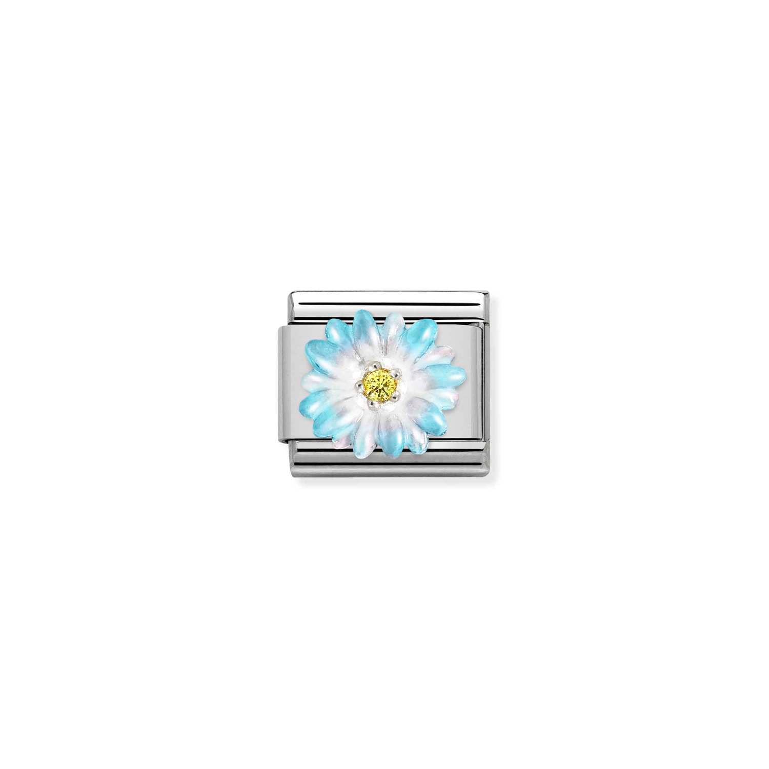 Composable® Link, Charm, Light Blue Flower in hypoallergenic stainless steel, sterling silver .925 and cubic zirconia | Nomination Italy