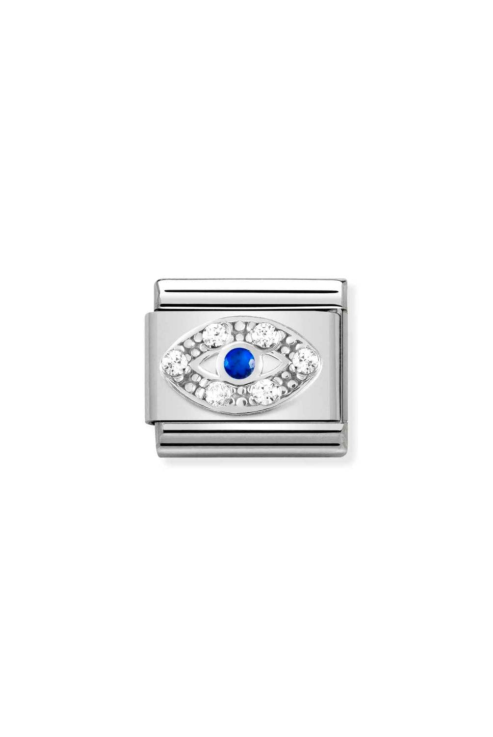 Composable® Link, Charm, Greek Eye, silver and Cubic Zirconia in hypoallergenic stainless steel, sterling silver .925 and cubic zirconia | Nomination Italy