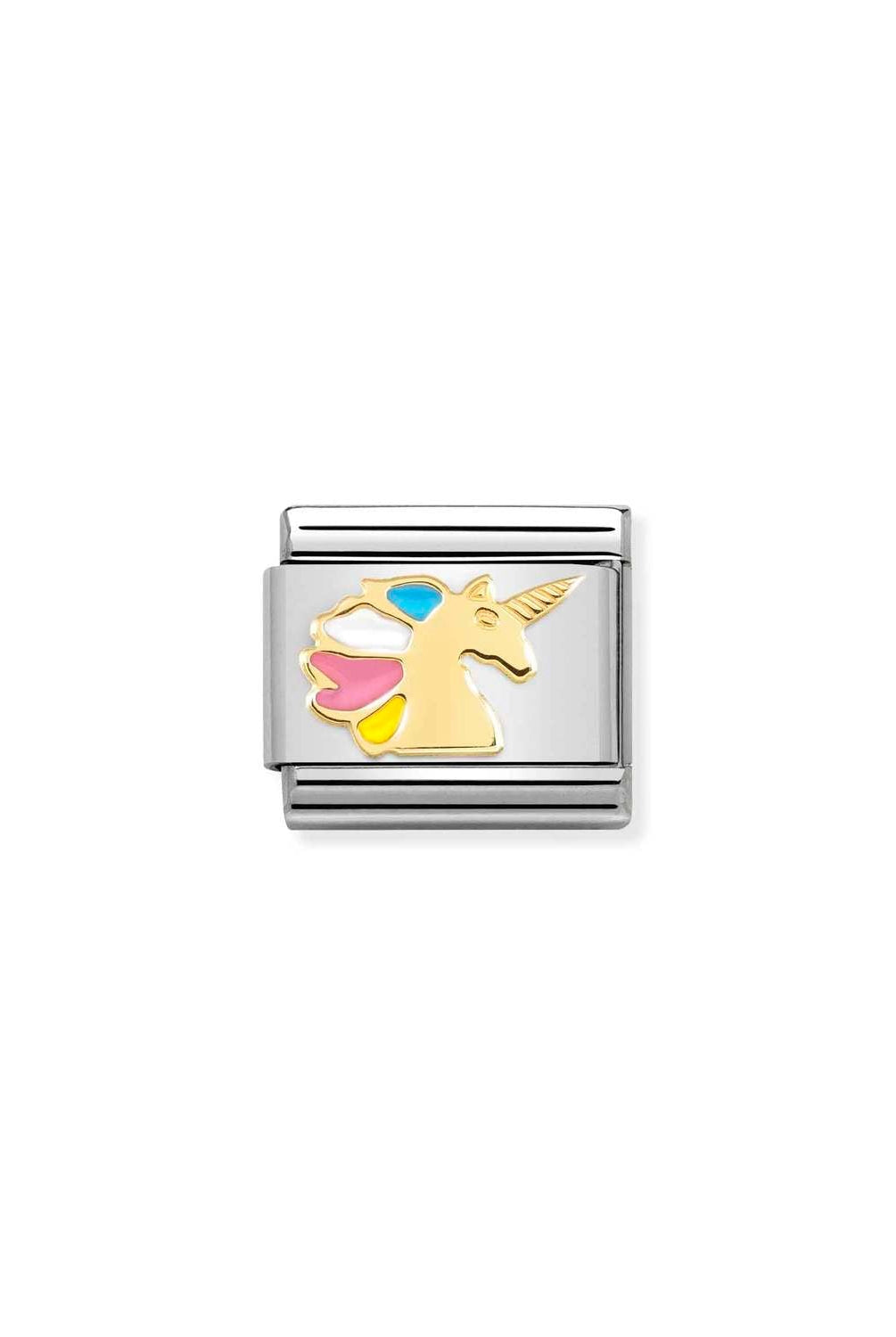 Composable® Link, Charm, Multicolour Unicorn in hypoallergenic stainless steel, gold 18 kt and enamel | Nomination Italy