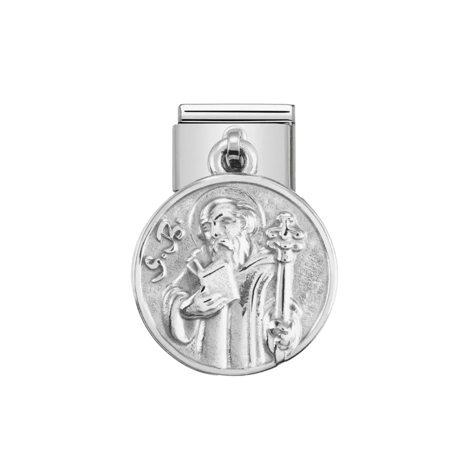 Charm, Composable® Charm, St. Benedict in hypoallergenic stainless steel and sterling silver | Nomination Italy