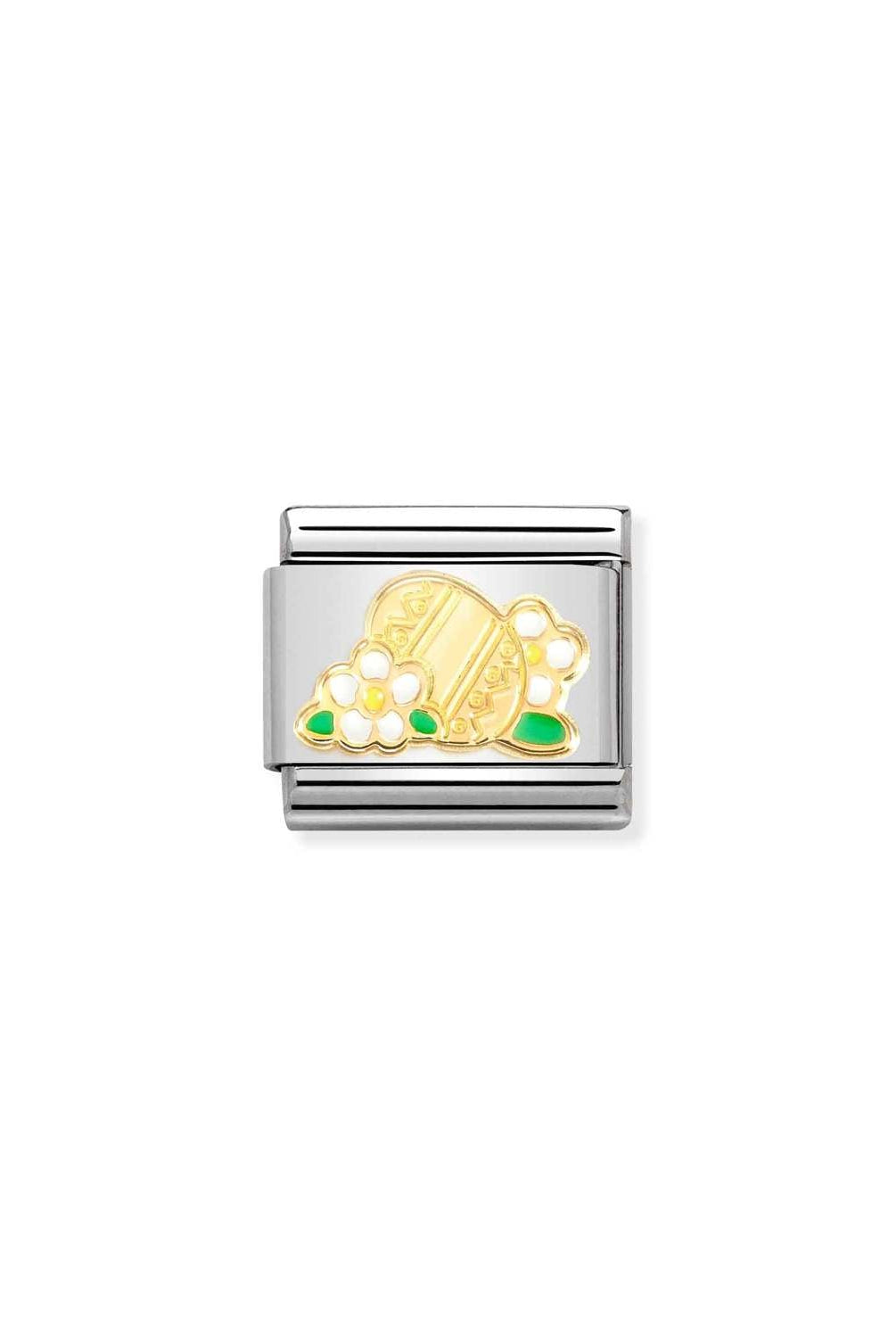 Composable® Link, Charm, Easter Egg, Flowers in hypoallergenic stainless steel, gold 18 kt and enamel | Nomination Italy