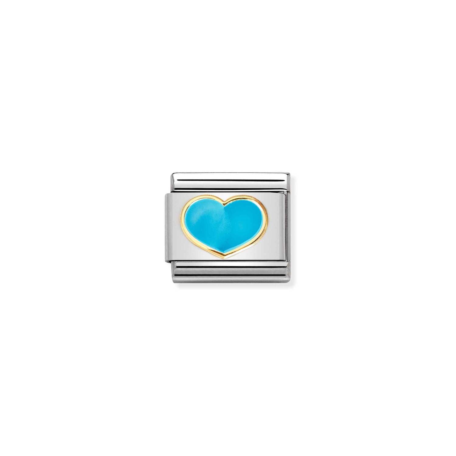 Composable® Link, Charm, gold with Turquoise Heart in hypoallergenic stainless steel, gold 18 kt and enamel | Nomination Italy