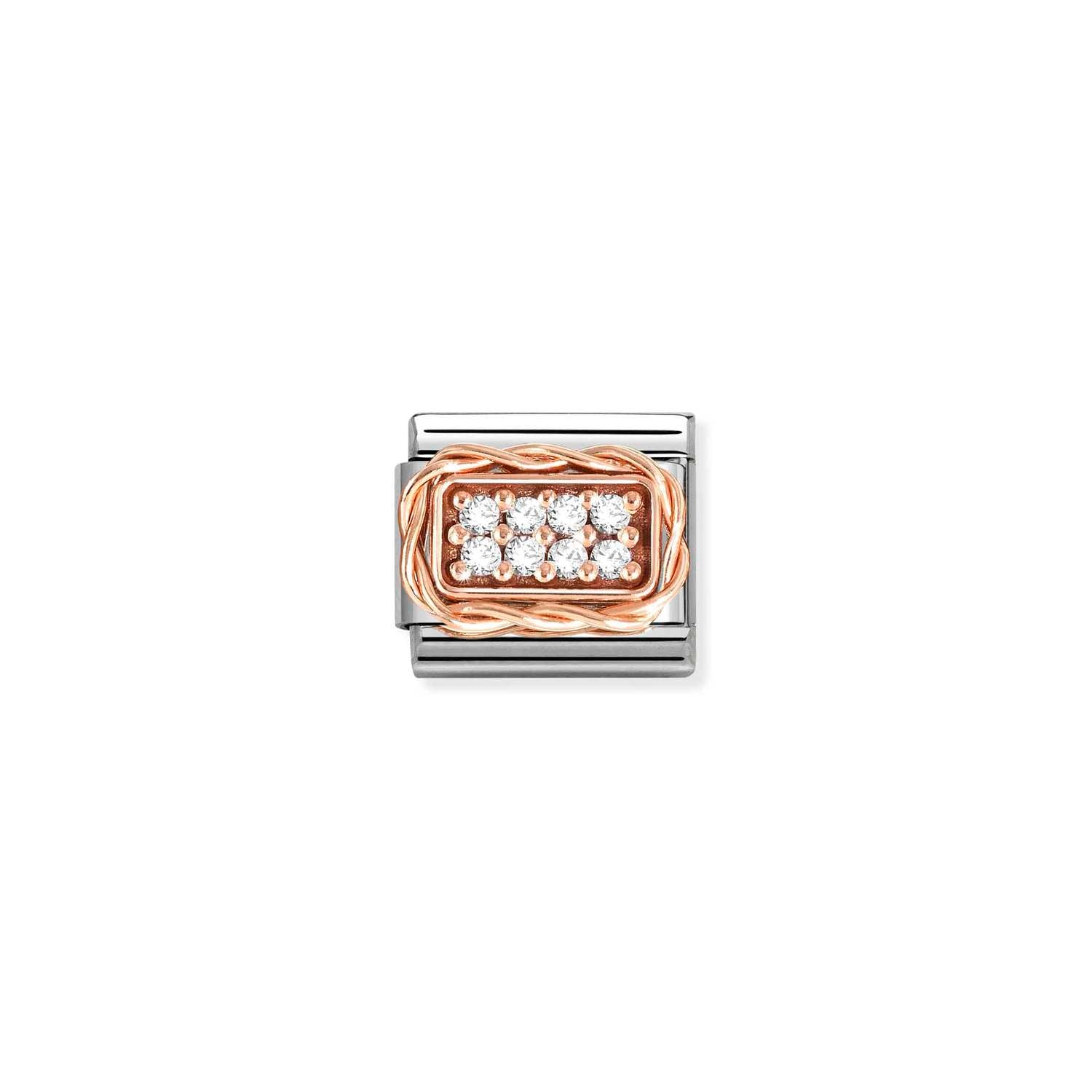 Composable® Link, Charm, Pave, White Stones in hypoallergenic stainless steel, rose gold 9kt, and cubic zirconia | Nomination Italy