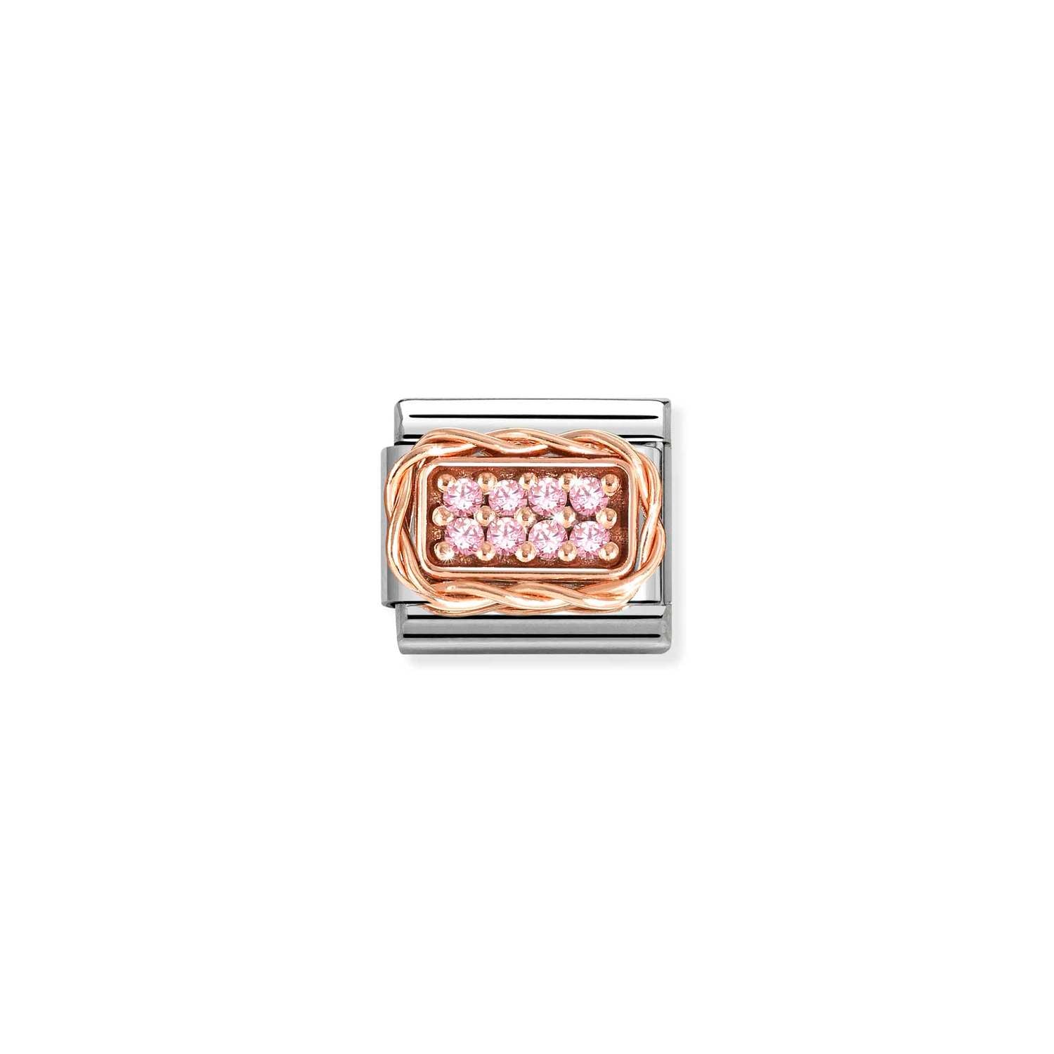Composable® Link, Charm, Pave, Pink Stones in hypoallergenic stainless steel, rose gold 9kt, and cubic zirconia | Nomination Italy