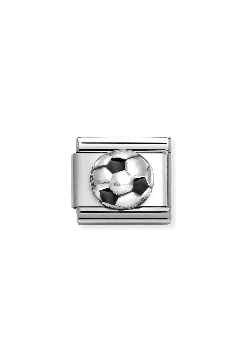 Composable® Link, Charm, Football, Black Enamel in hypoallergenic stainless steel, sterling silver .925 and enamel | Nomination Italy