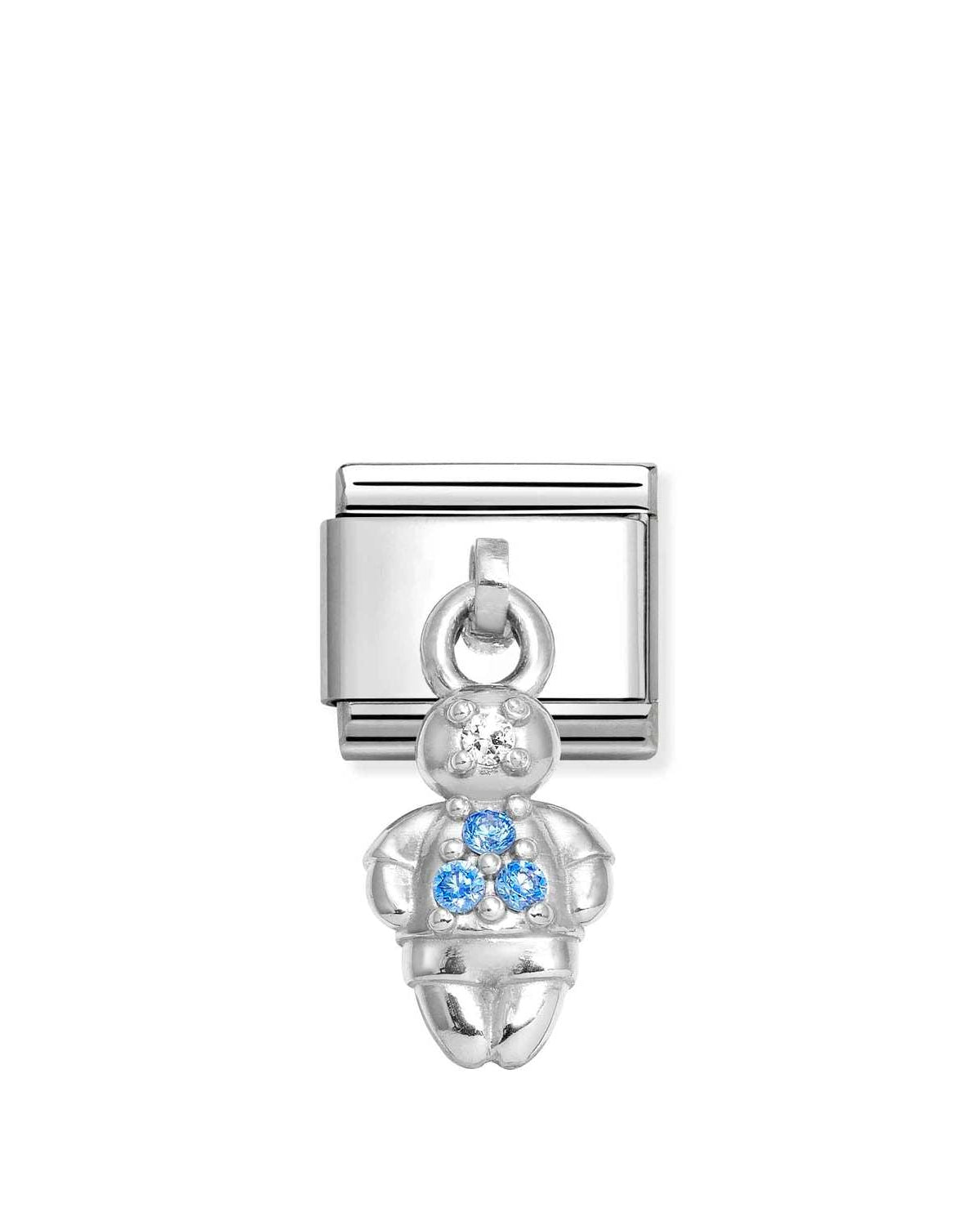 Composable® Link, Charm, Pendant Boy, Light Blue Stones in hypoallergenic stainless steel, sterling silver .925 and cubic zirconia | Nomination Italy