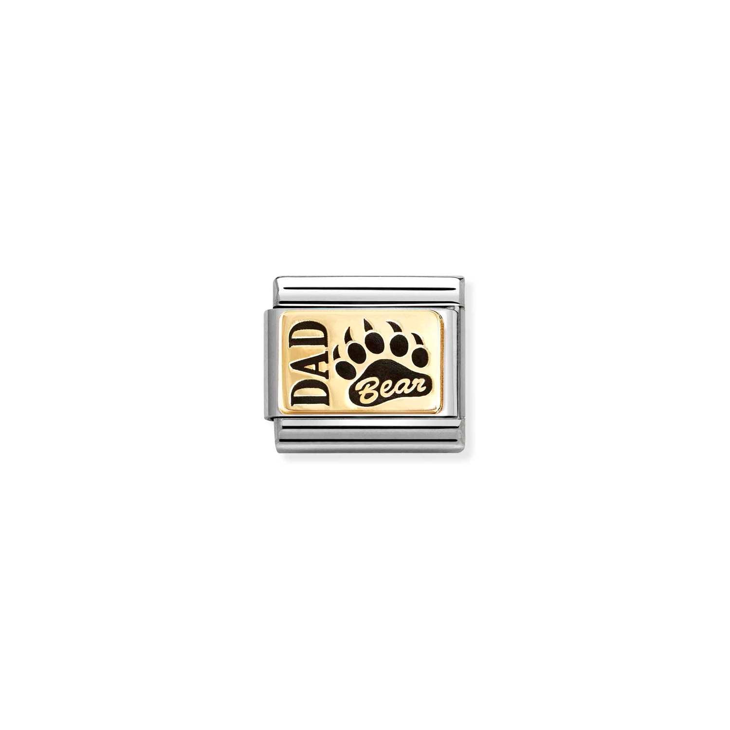 Composable® Link, Charm, Dad Bear in hypoallergenic stainless steel and gold 18 kt | Nomination Italy