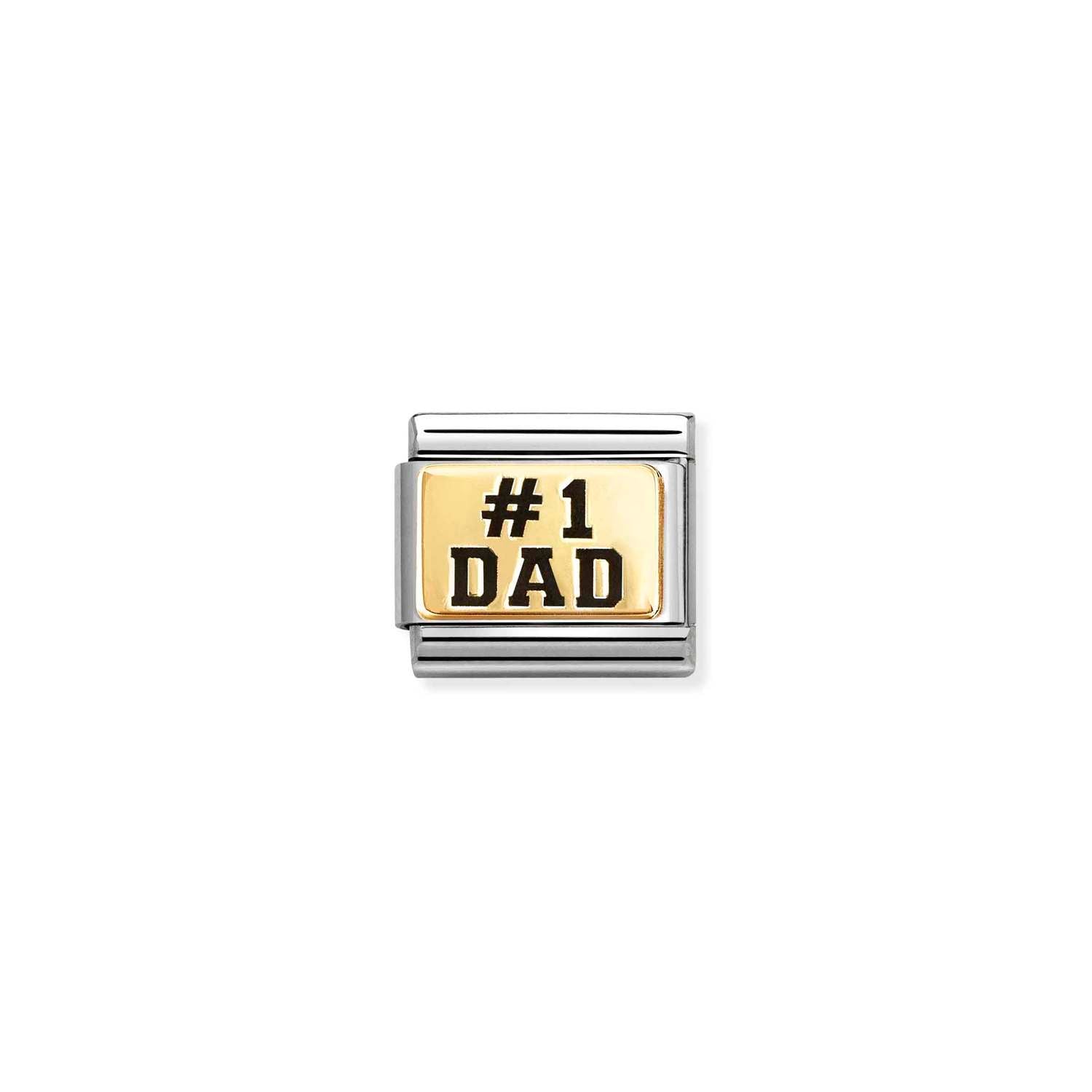 Composable® Link, Charm, #1 Dad in hypoallergenic stainless steel and gold 18 kt | Nomination Italy