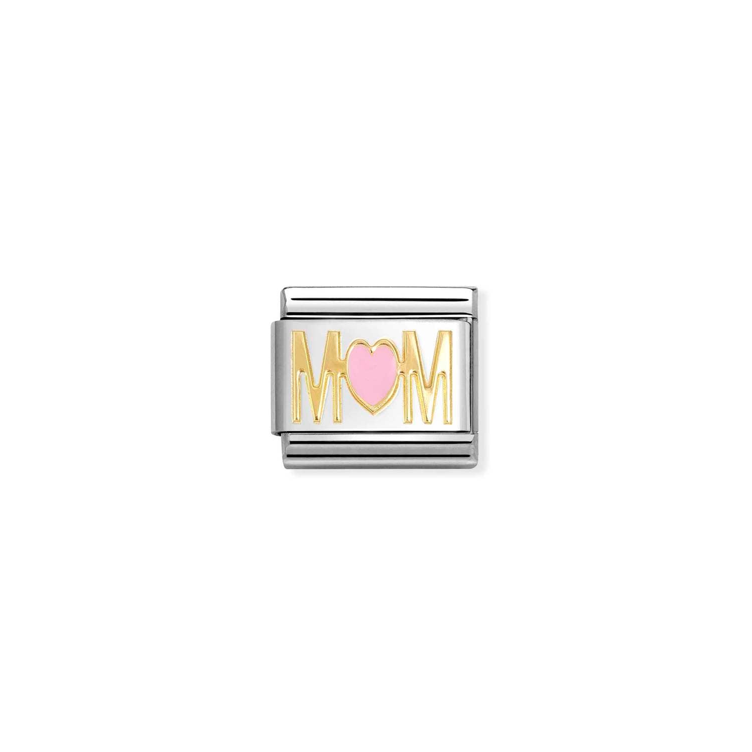 Composable® Link, Charm, Yellow gold Mom, Heart in hypoallergenic stainless steel, gold 18 kt and enamel | Nomination Italy